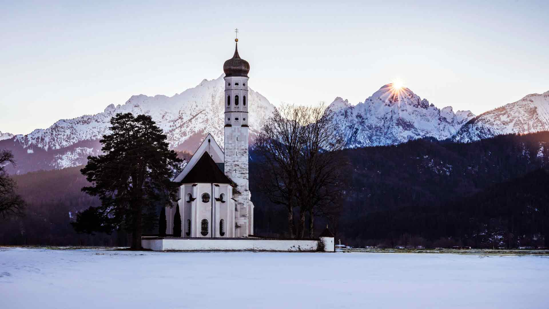 圣科洛曼教堂冬季巴伐利亚德国 5K