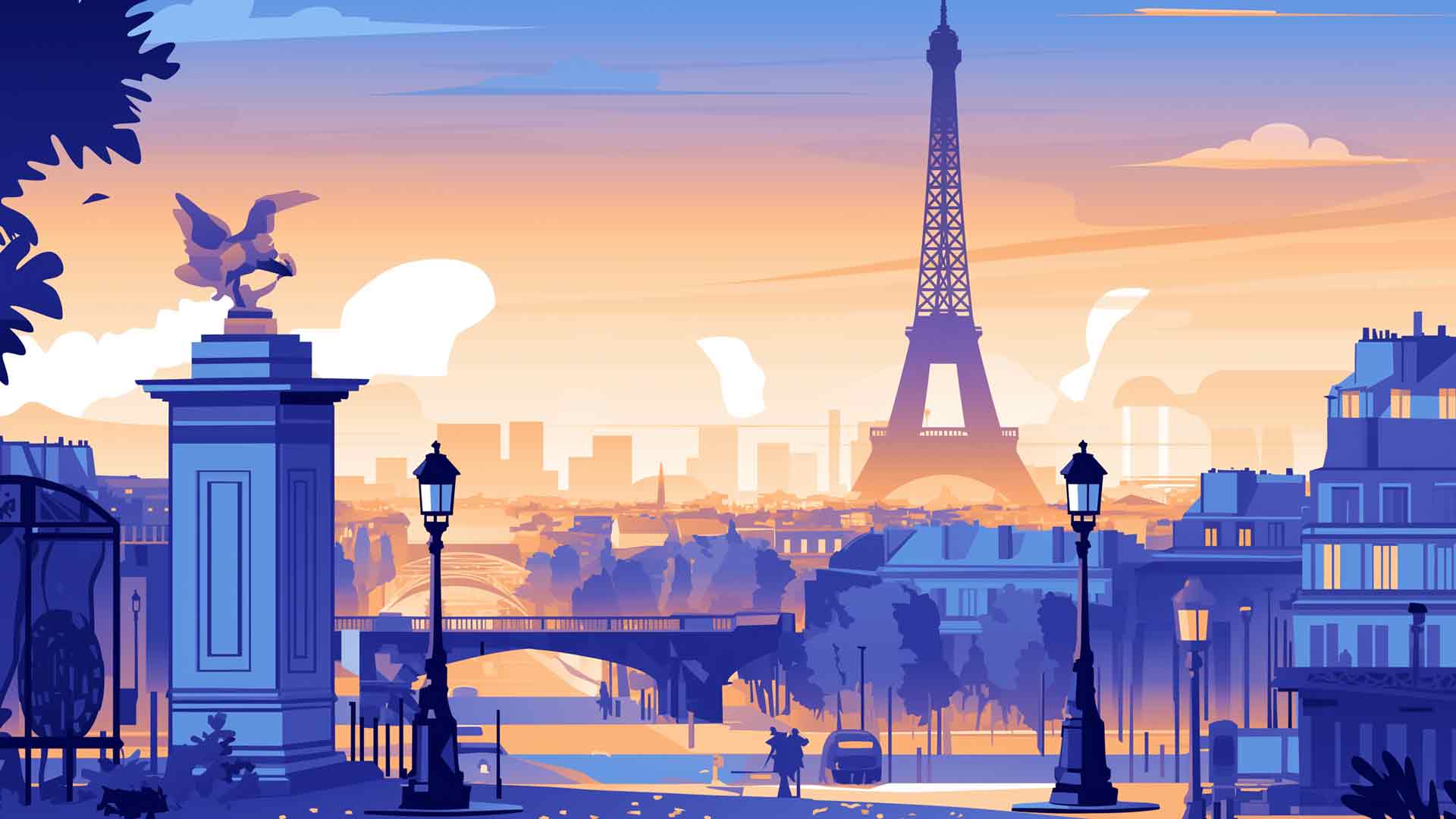 米色巴黎城市景观桌面壁纸