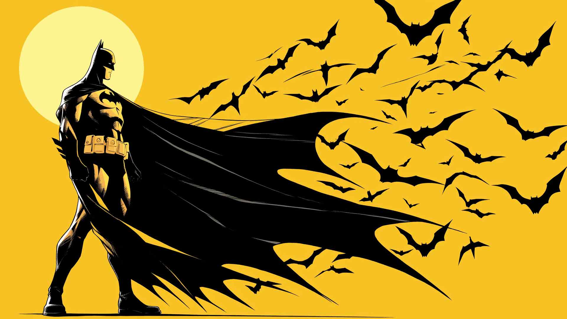DC漫画蝙蝠侠与蝙蝠黄色桌面壁纸