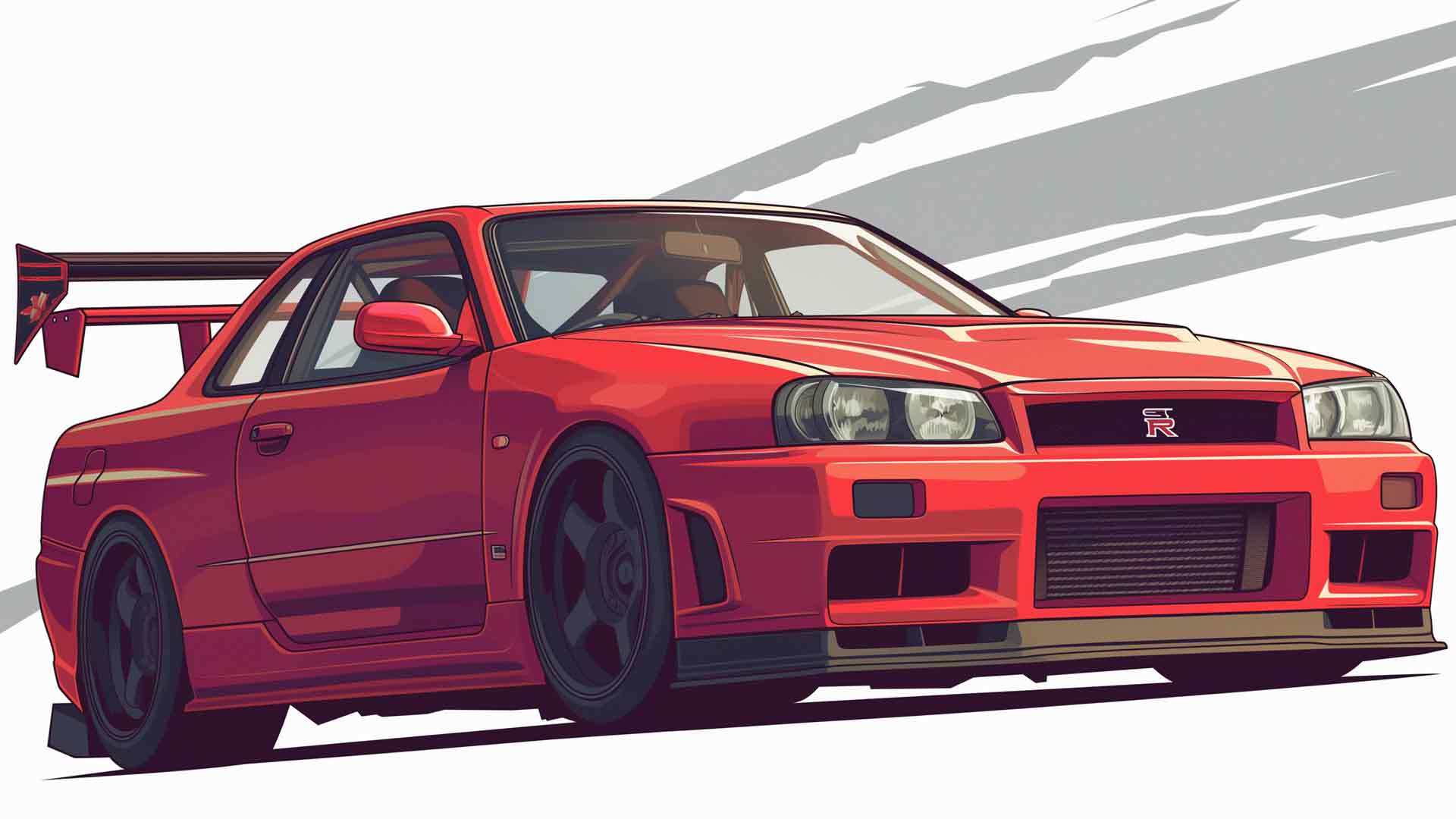 红色日产天际线 R34 GTR 桌面壁纸