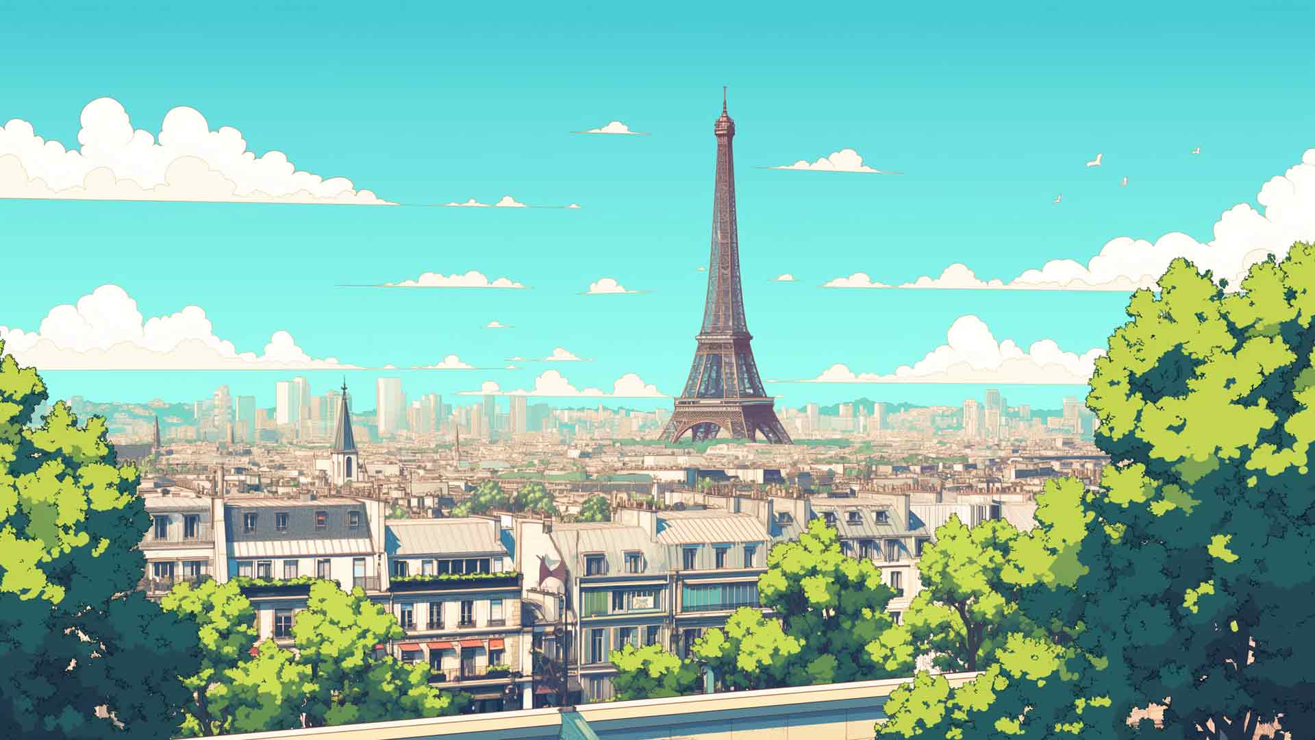 巴黎埃菲尔铁塔城市风景桌面壁纸