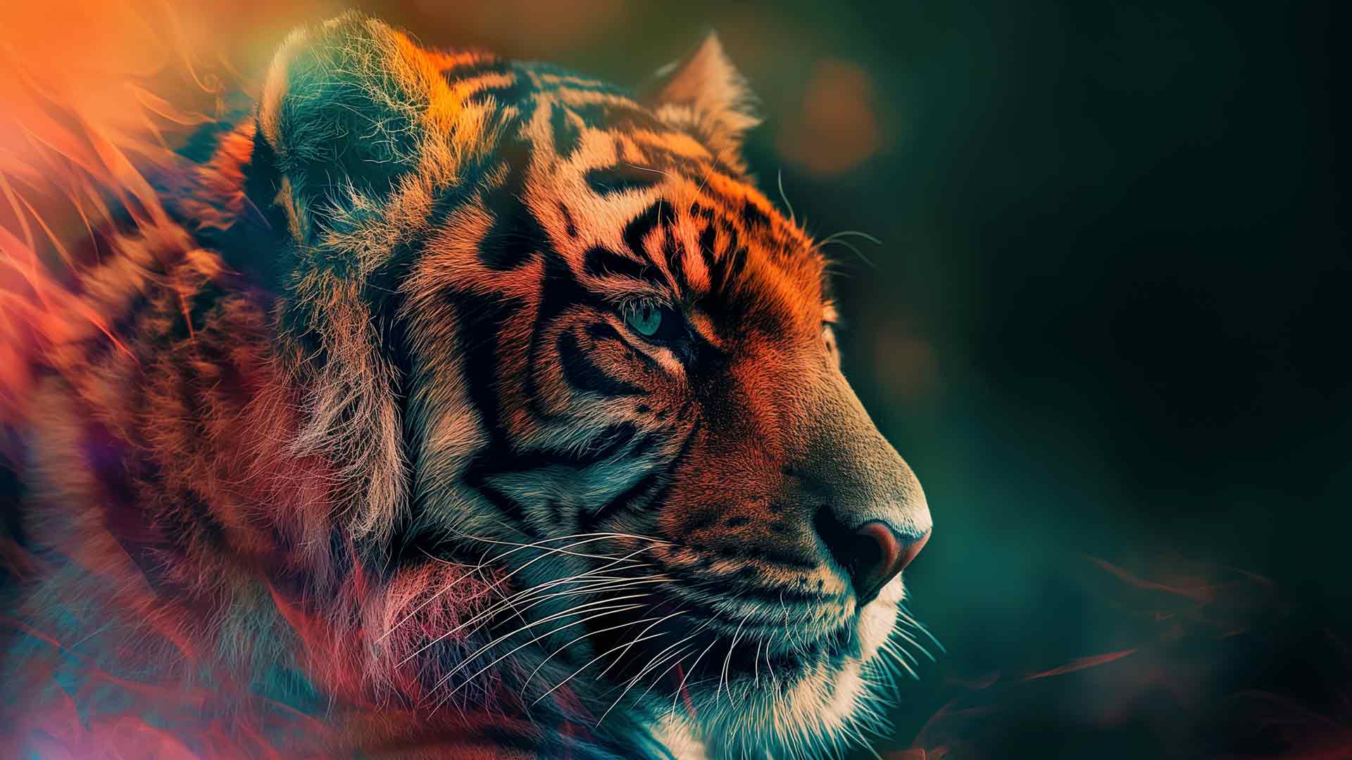 老虎鲜艳色彩的桌面壁纸