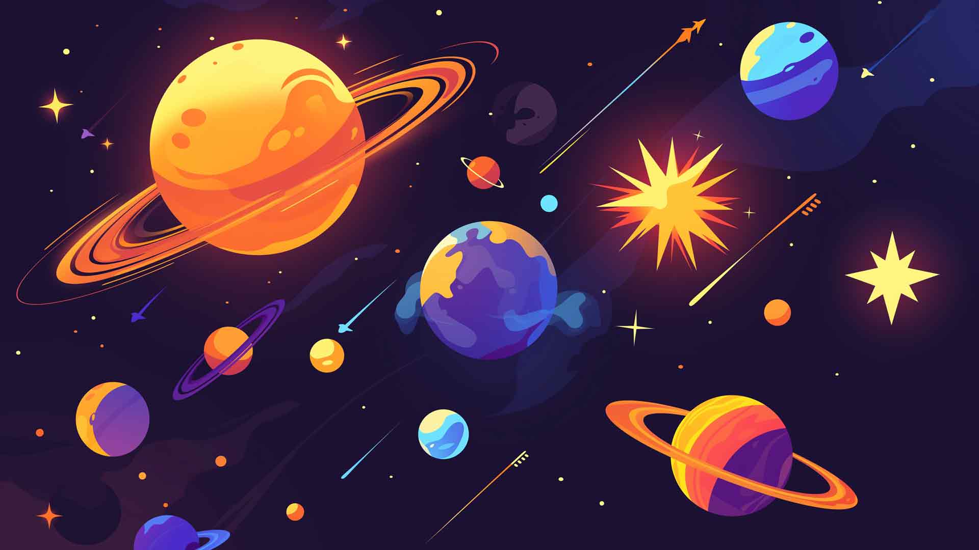 多彩的行星宇宙场景桌面壁纸