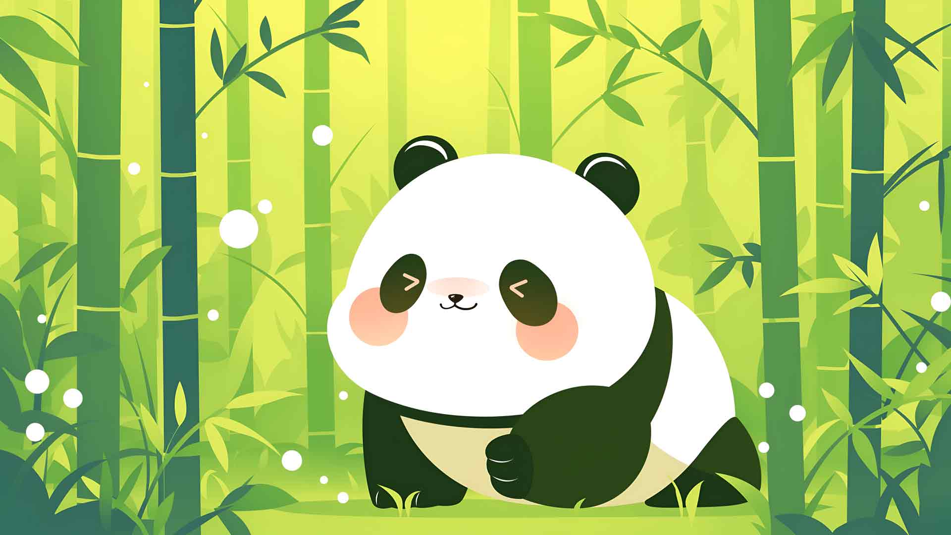 可爱的绿色熊猫桌面壁纸