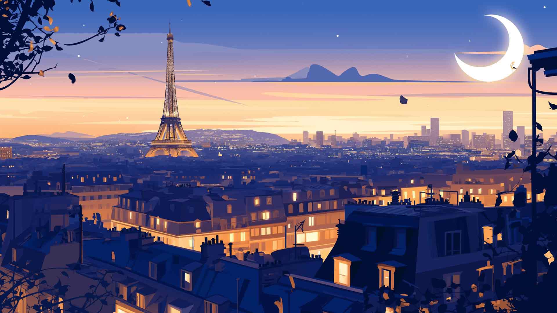 巴黎埃菲尔铁塔夜晚桌面壁纸