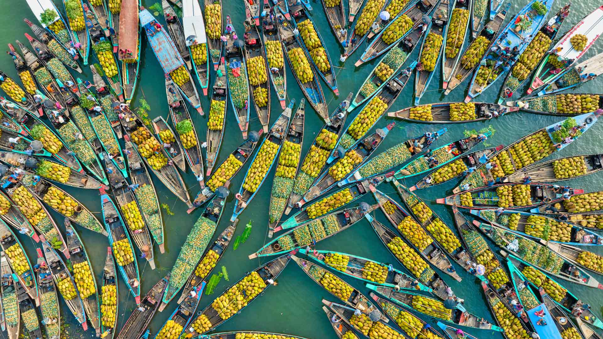 卡普泰湖水上市场，兰加马蒂，孟加拉