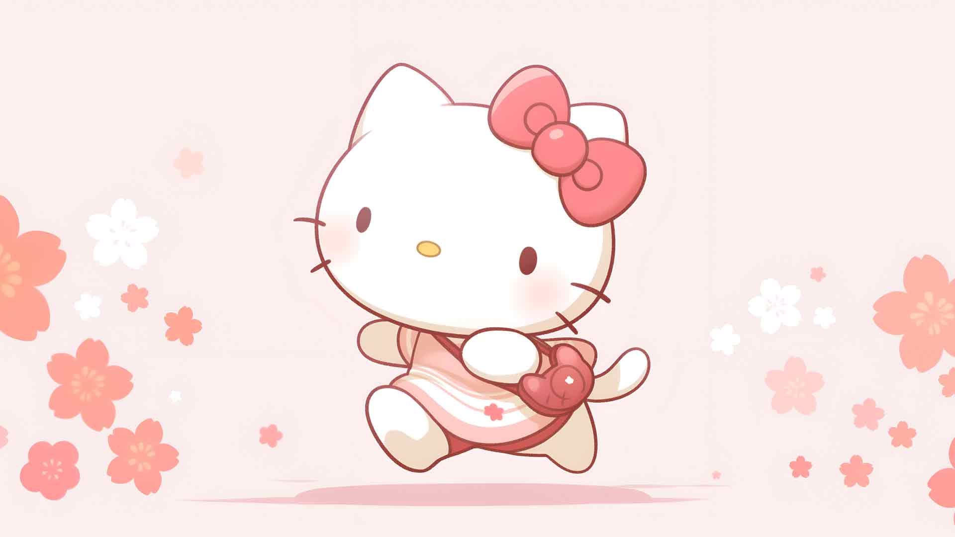 HELLO KITTY 花卉行走桌面壁纸