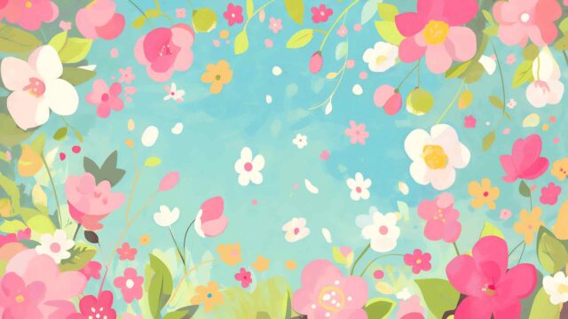 可爱花卉春季柔和美学桌面壁纸