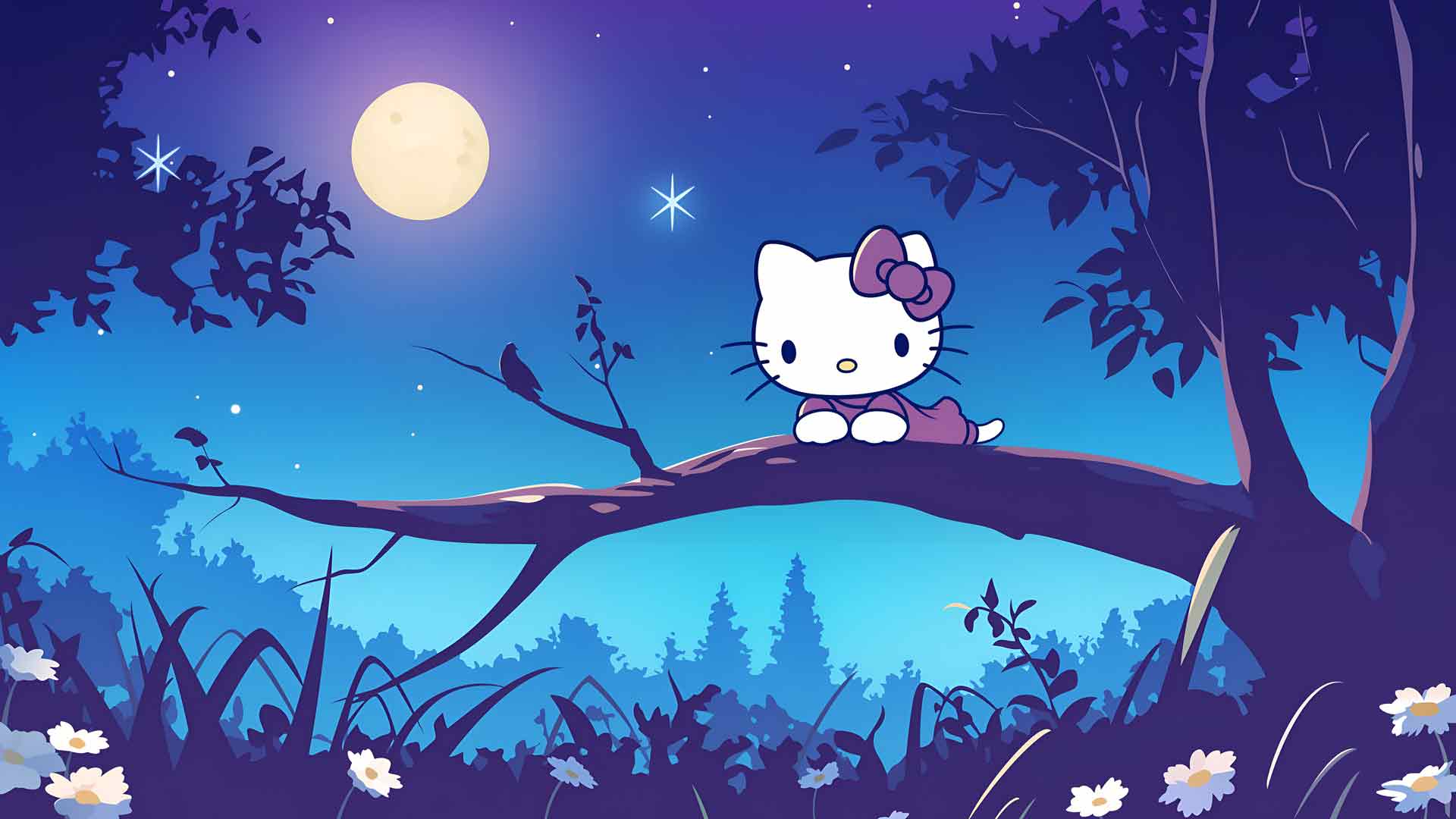 HELLO KITTY 月光森林桌面壁纸