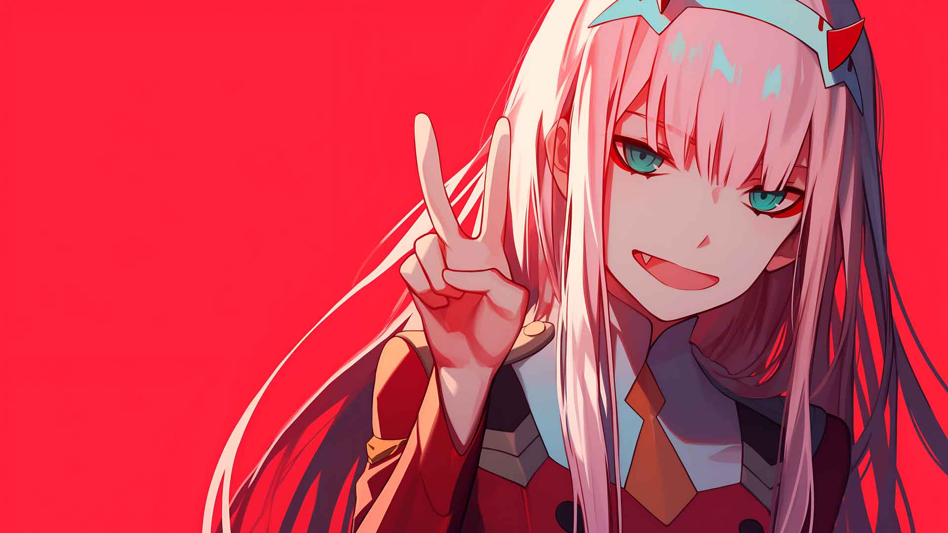 ZERO TWO 和平标志红色背景桌面壁纸