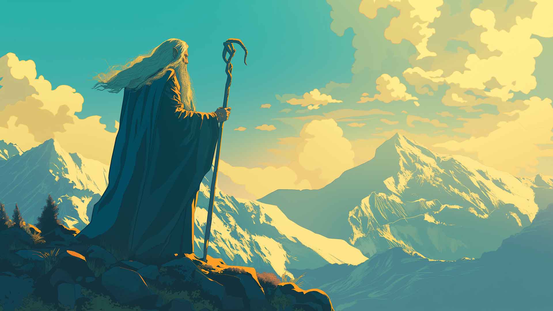 甘道夫在山顶桌面壁纸