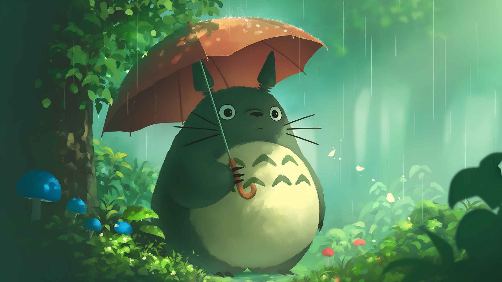 龙猫伞雨吉卜力工作室桌面壁纸