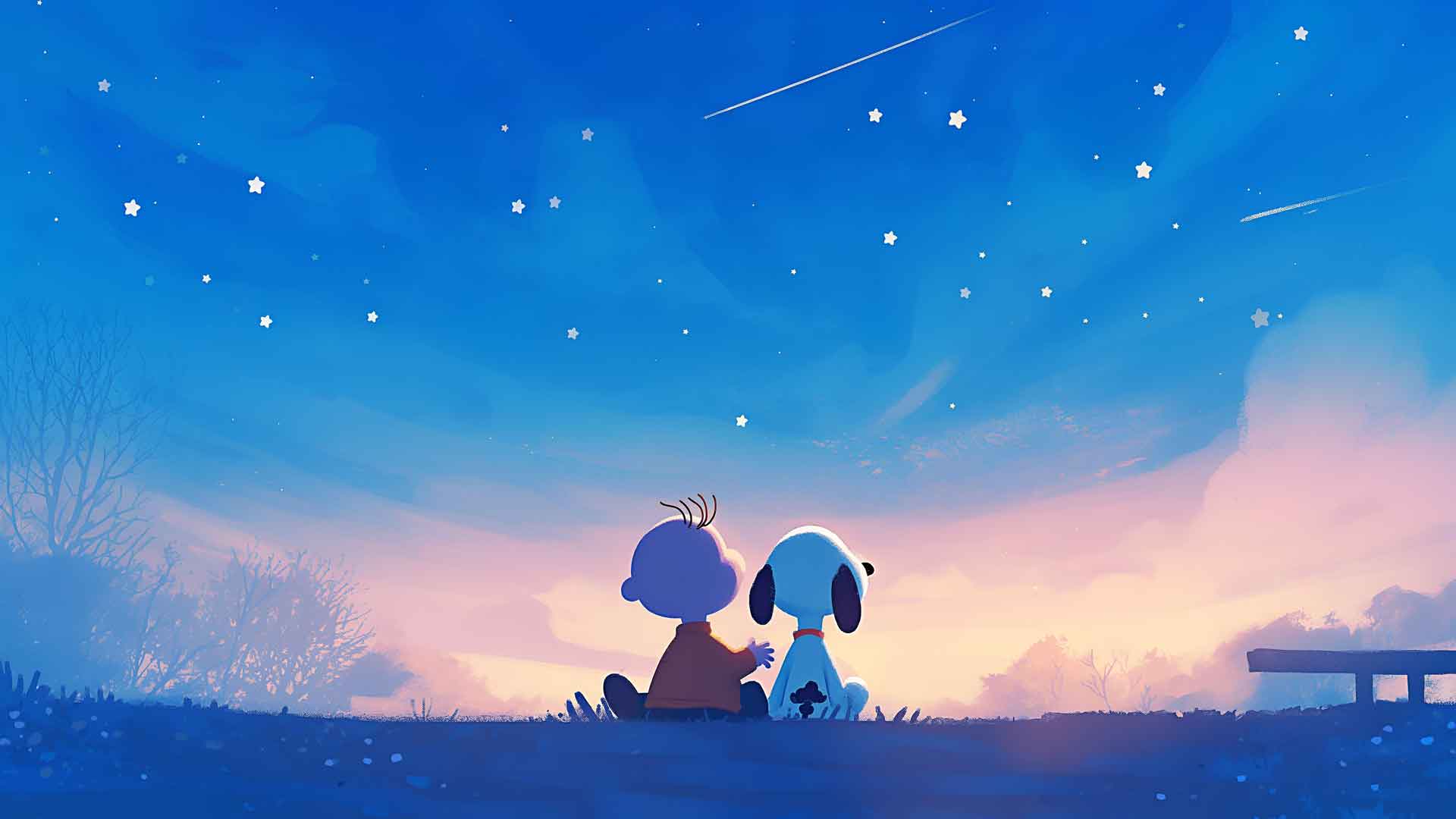 查理布朗与史努比星夜桌面壁纸