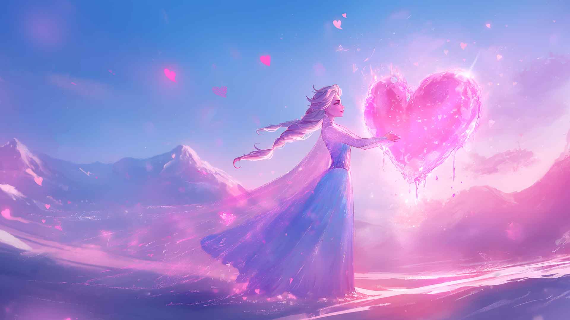 ELSA 创造冰心情人节桌面壁纸