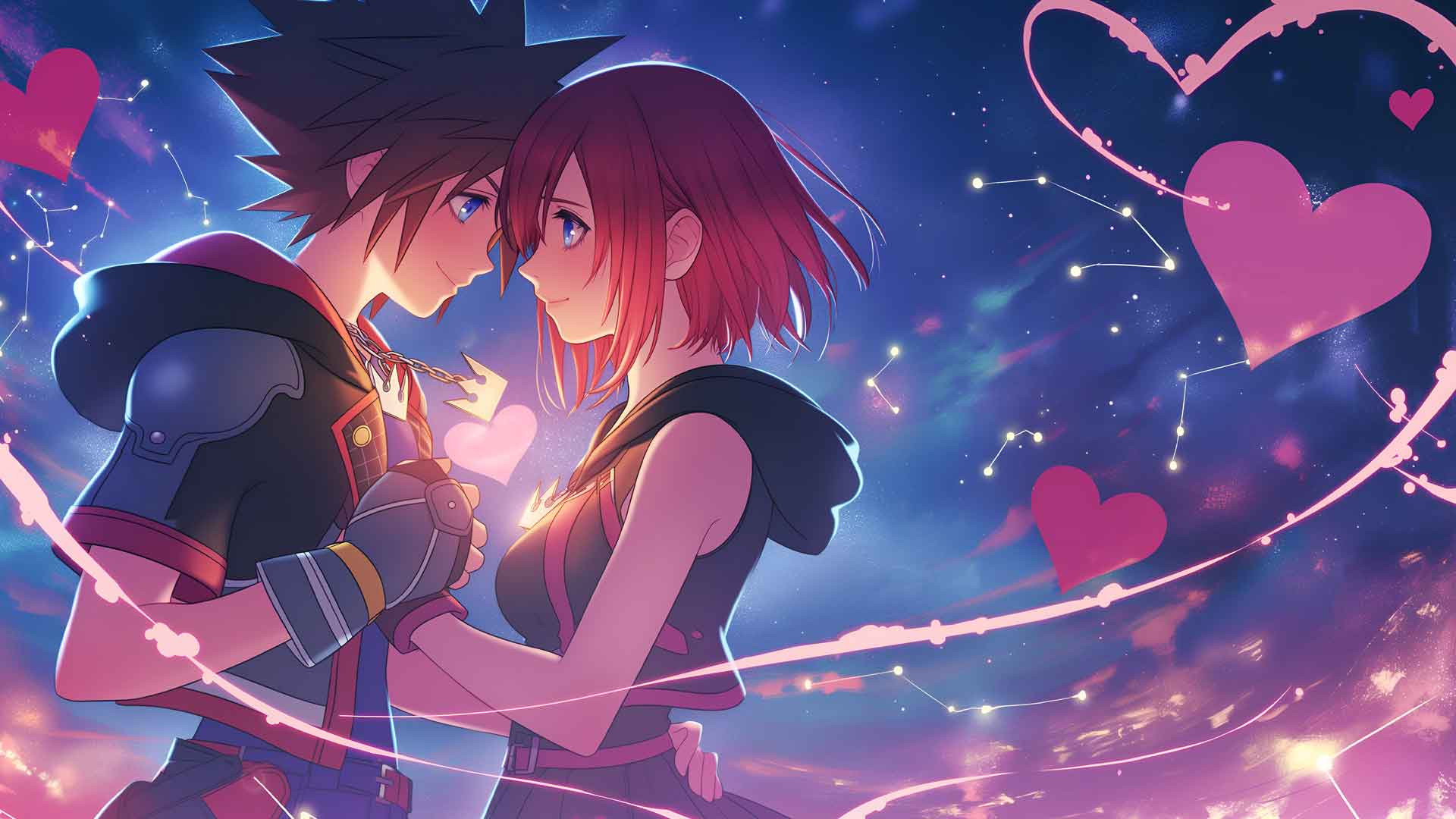 SORA & KAIRI 王国之心情人节桌面壁纸