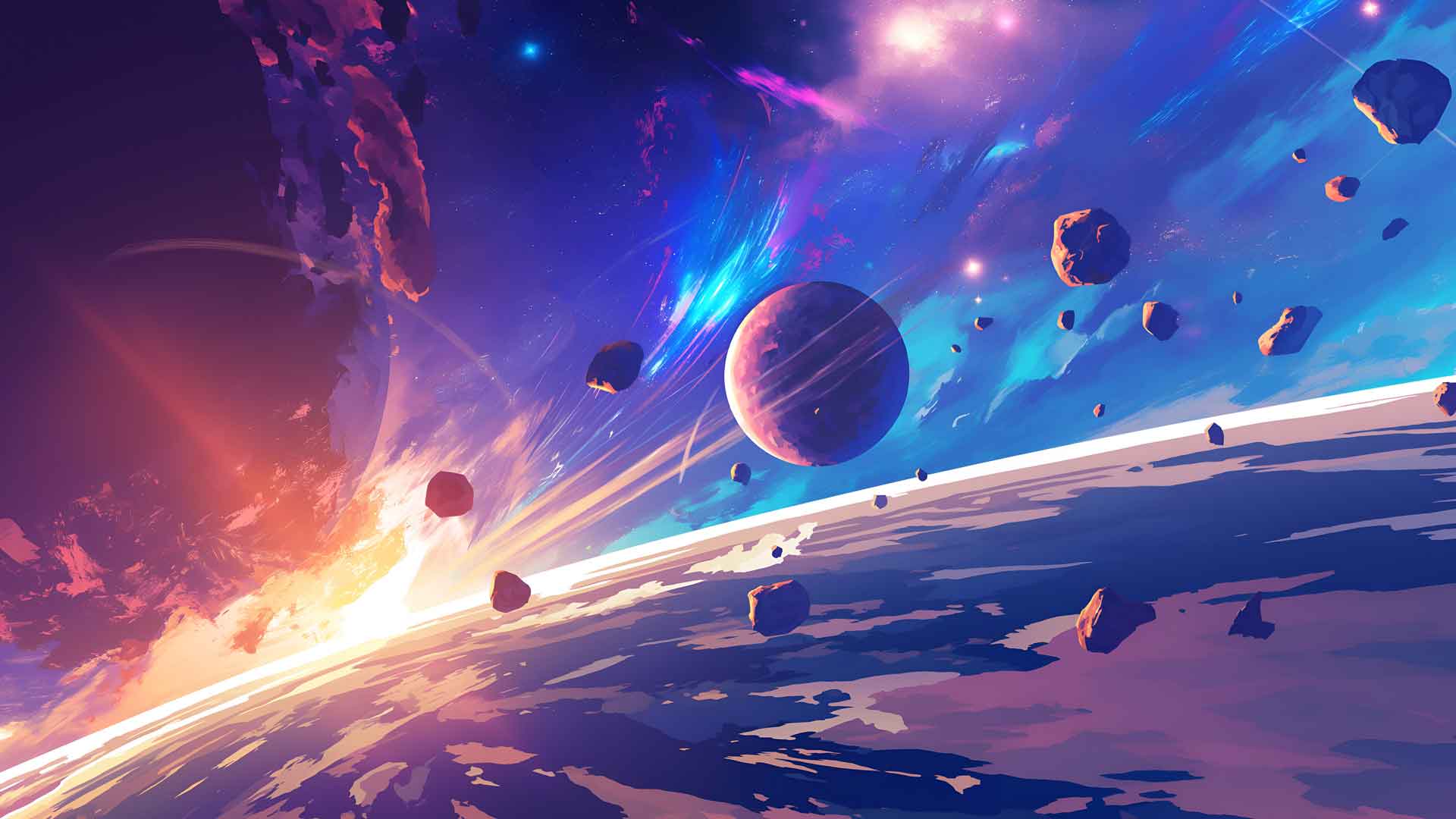 恒星宇宙飞船之旅星系场景桌面壁纸