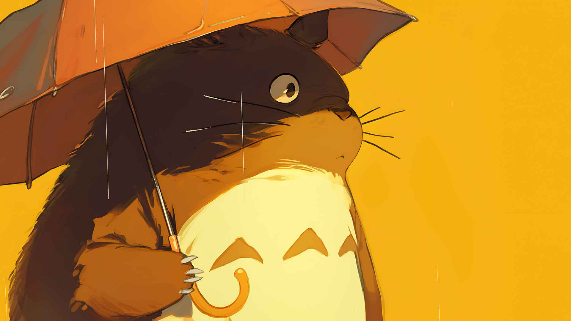 龙猫在伞下桌面壁纸