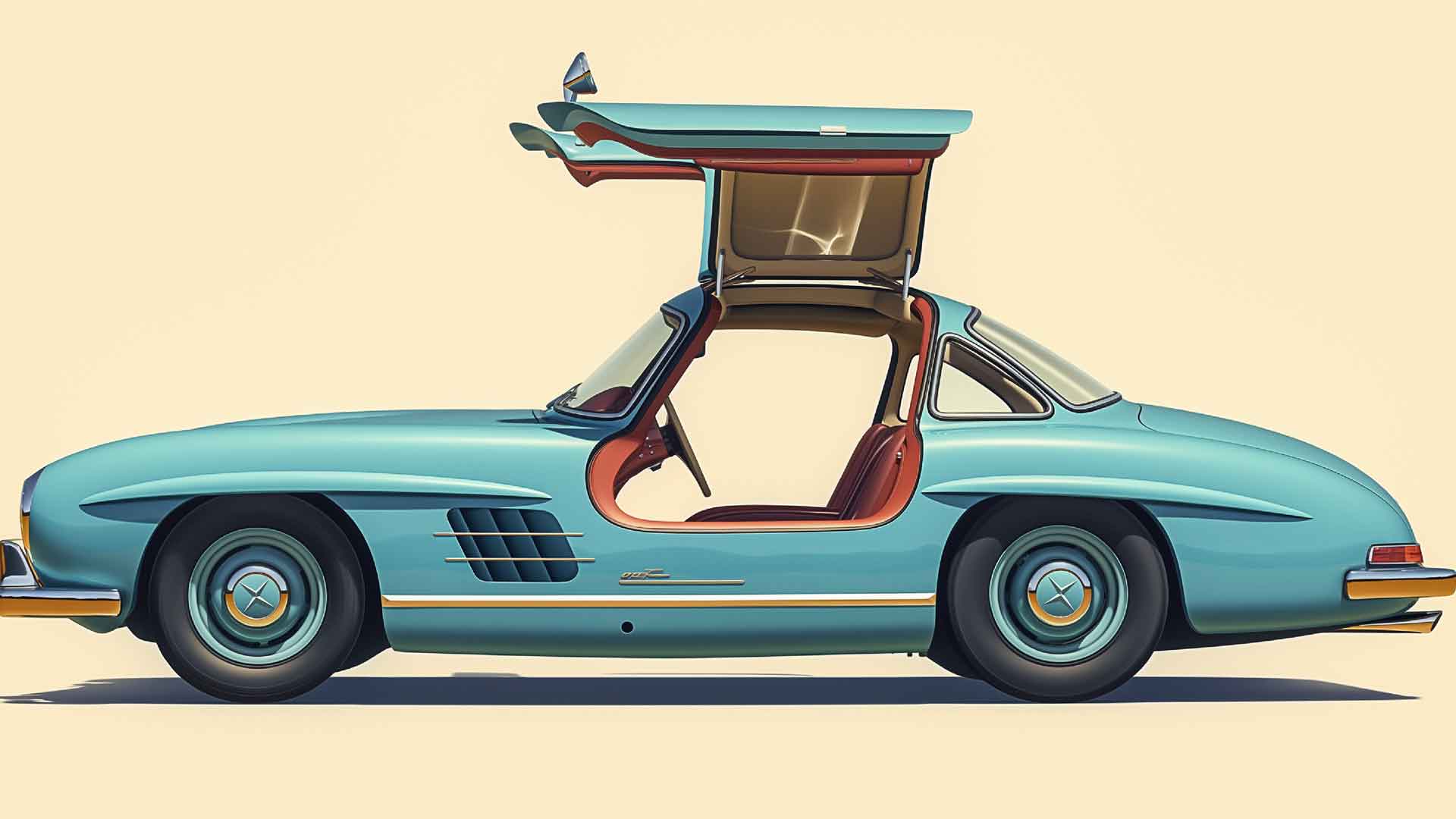 梅赛德斯 300SL GULLWING 敞篷车桌面壁纸