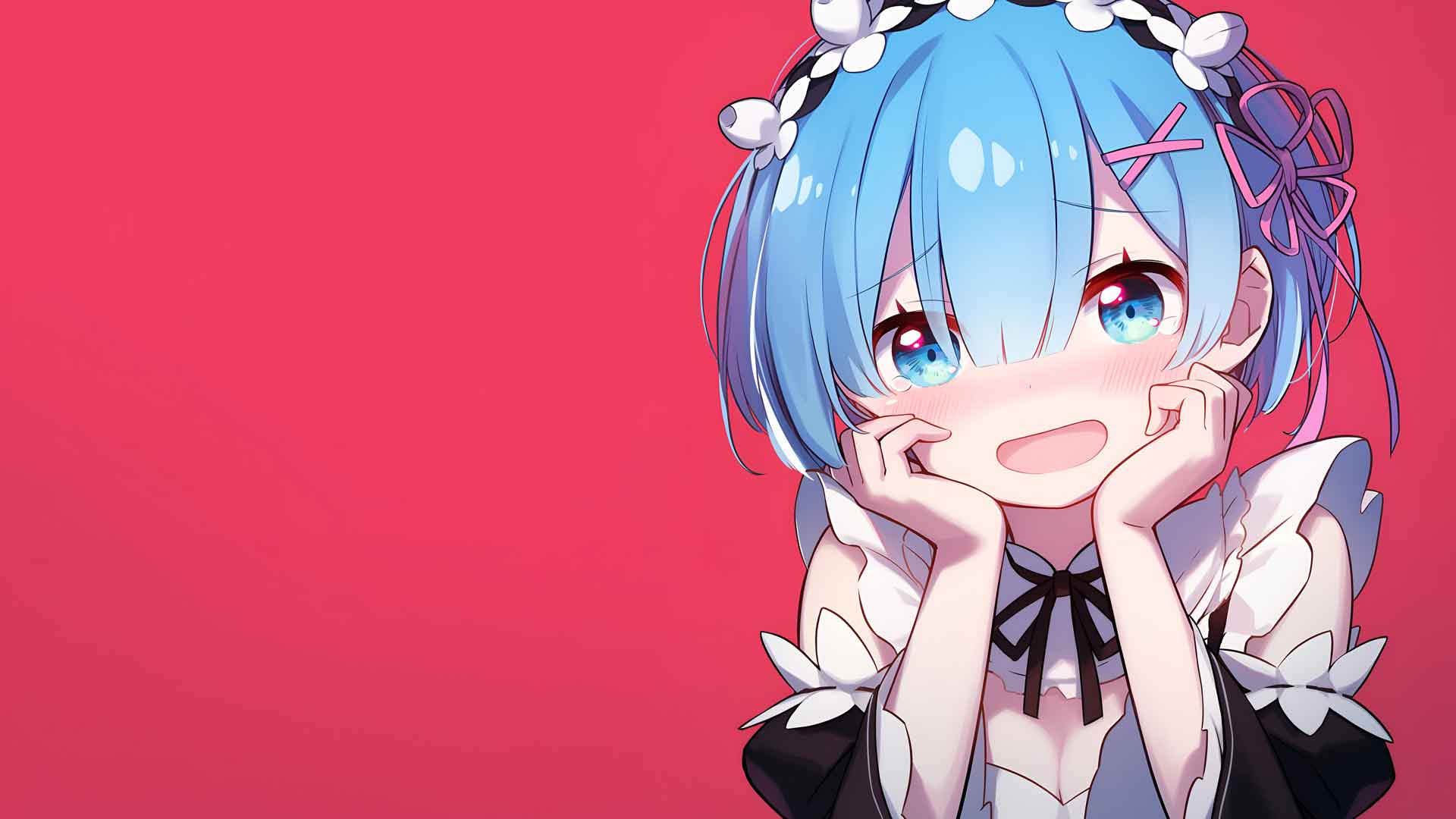 CHIBI REM 红色腮红可爱桌面壁纸