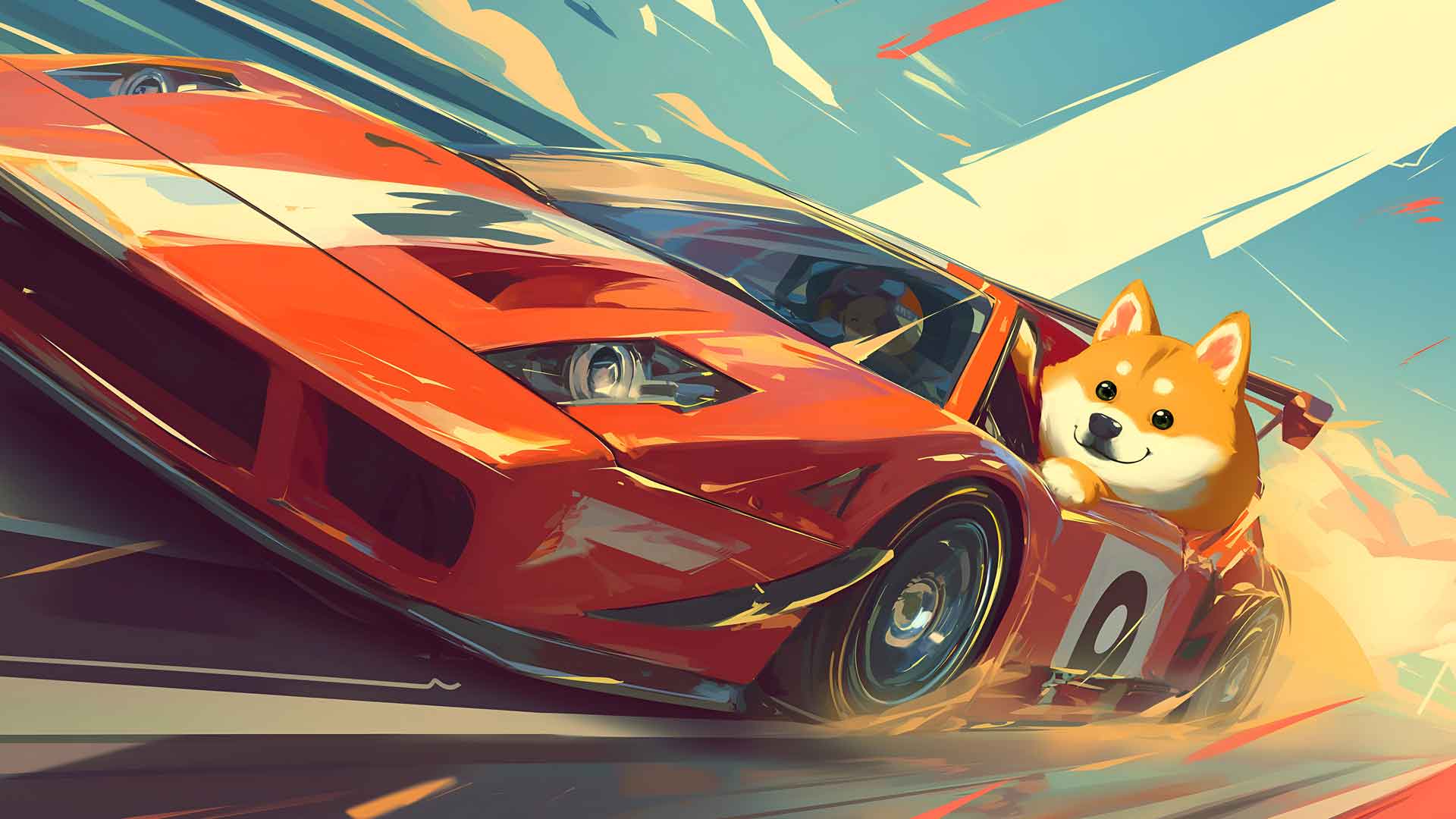 DOGE 赛车速度桌面壁纸