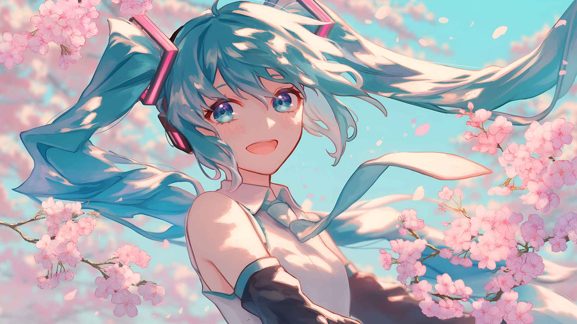 初音未来樱花电脑桌面壁纸