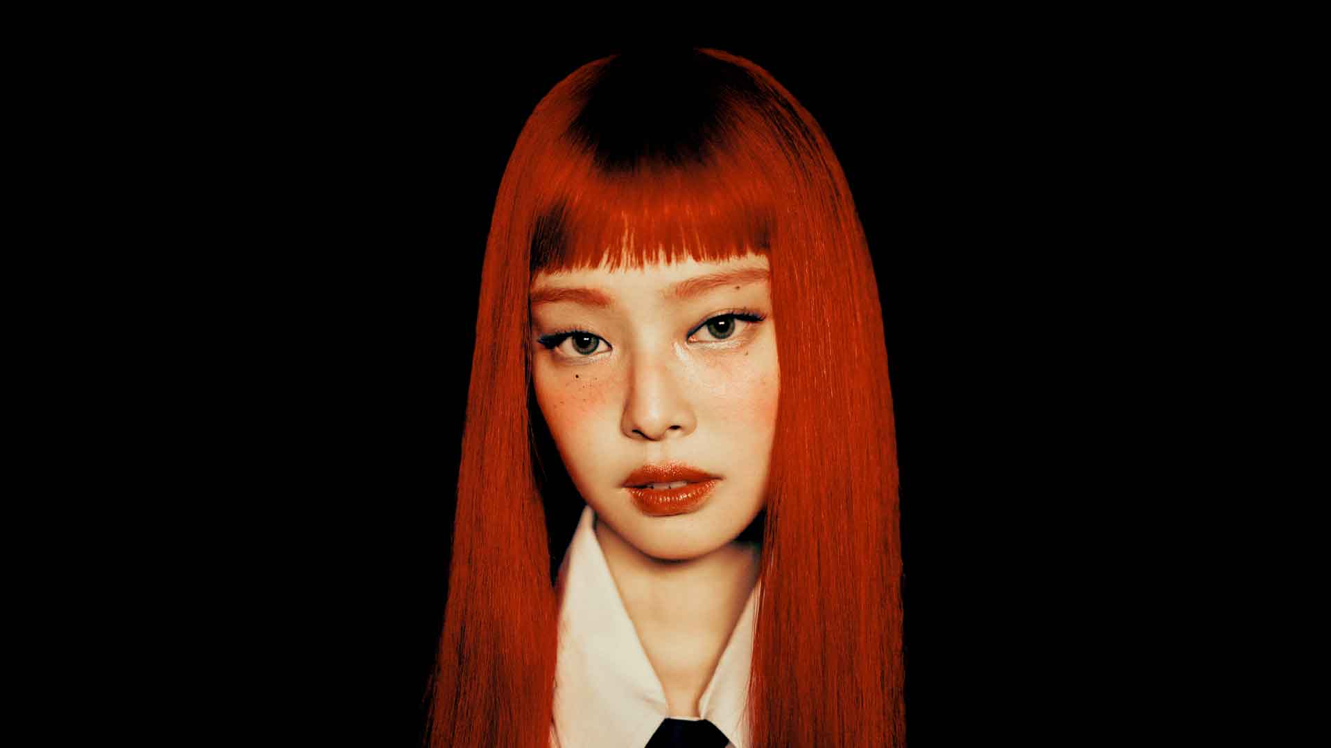 金珍妮 (Jennie Kim) 红色桌面壁纸