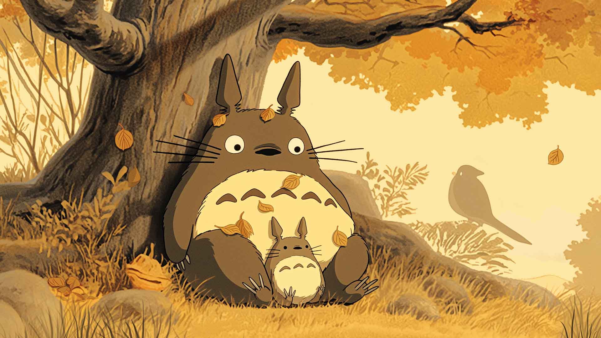 龙猫秋叶桌面壁纸