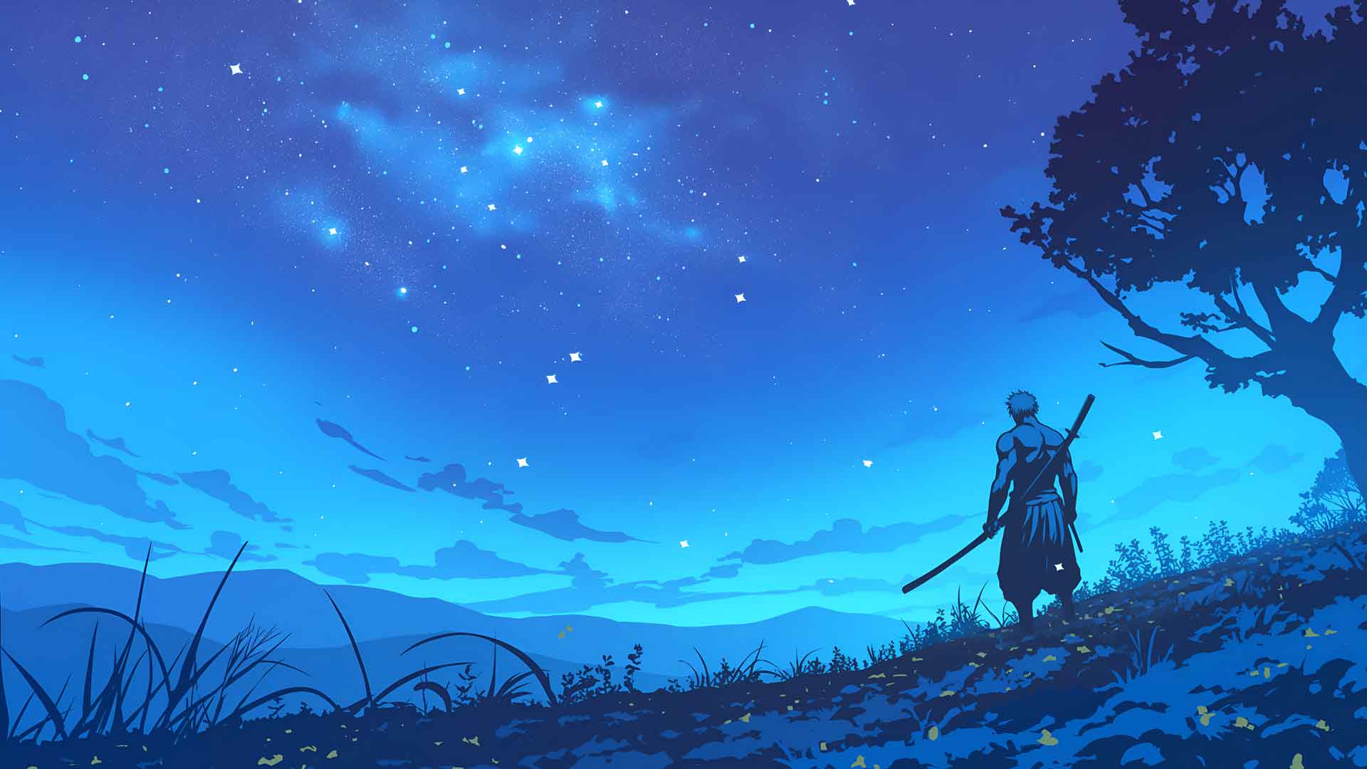 海贼王索隆 星夜桌面壁纸