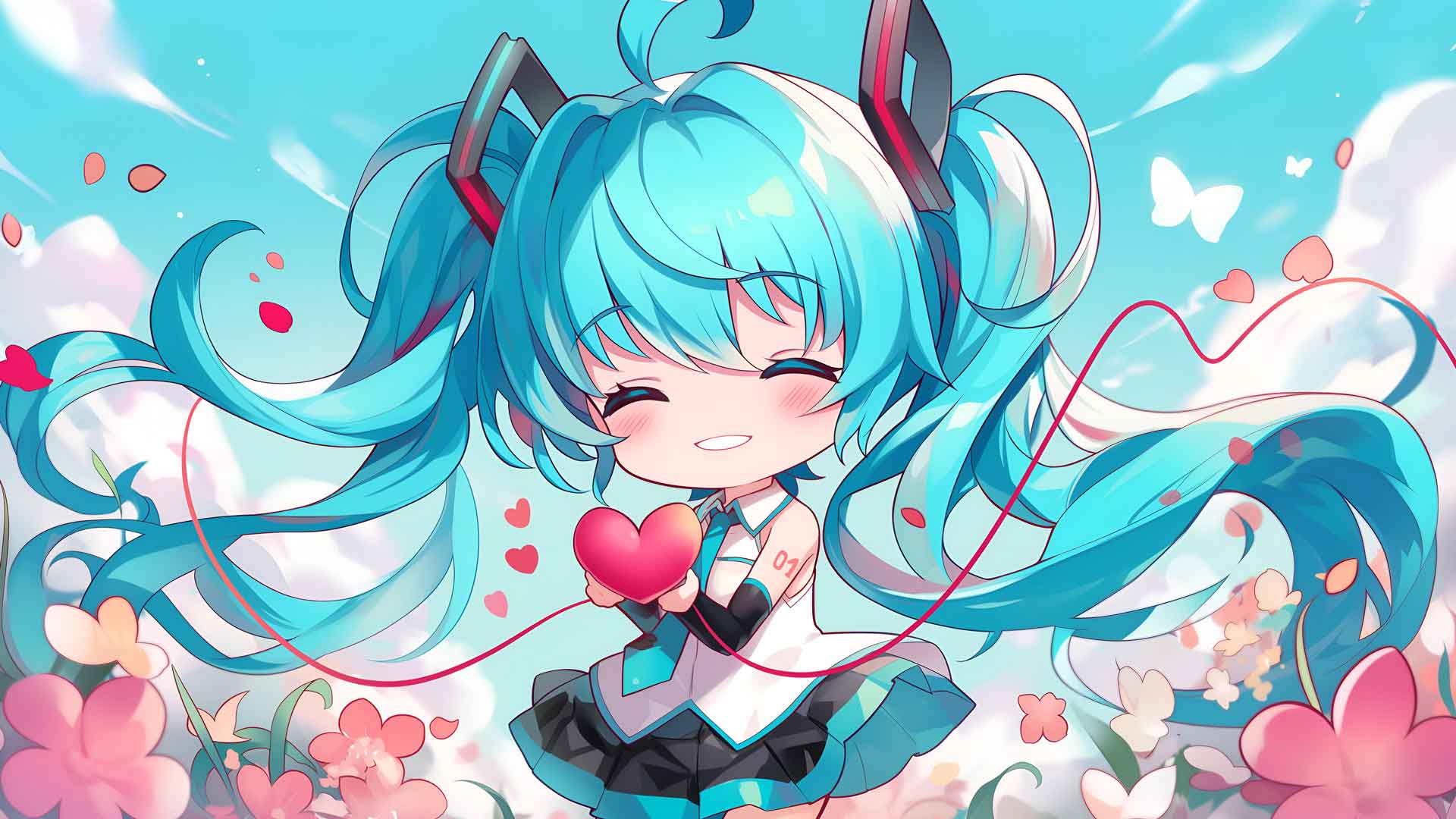 初音未来 (HATSUNE MIKU) 心形桌面壁纸