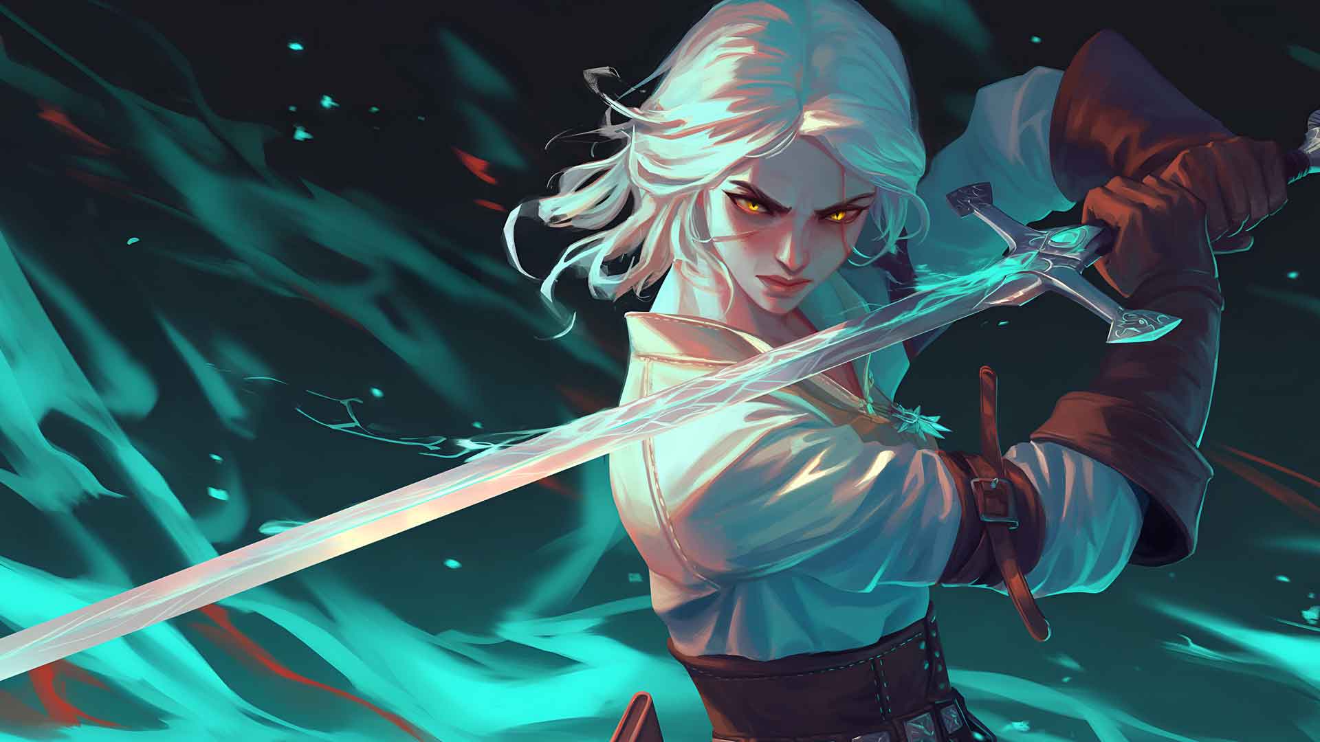 巫师 CIRI 动作姿势桌面壁纸