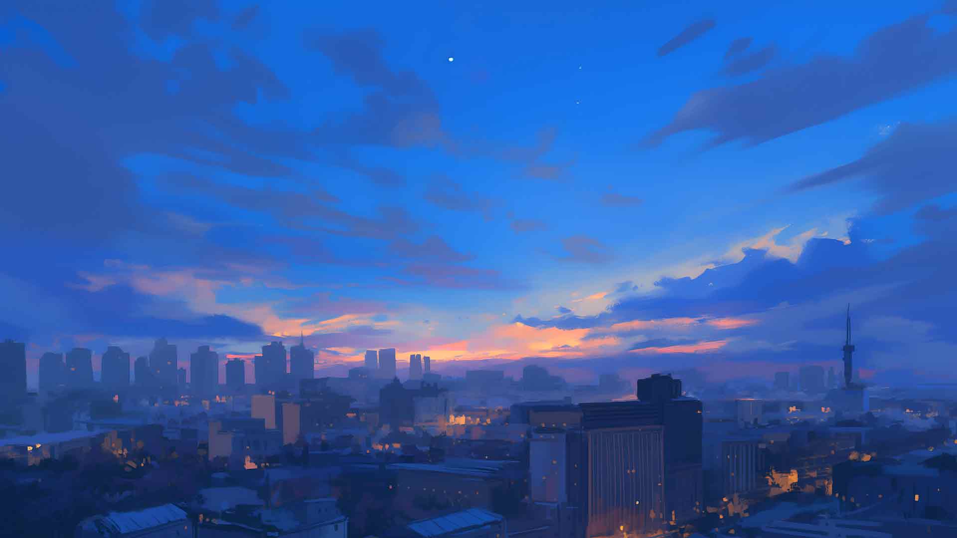 基辅城市景观暮光天空桌面壁纸