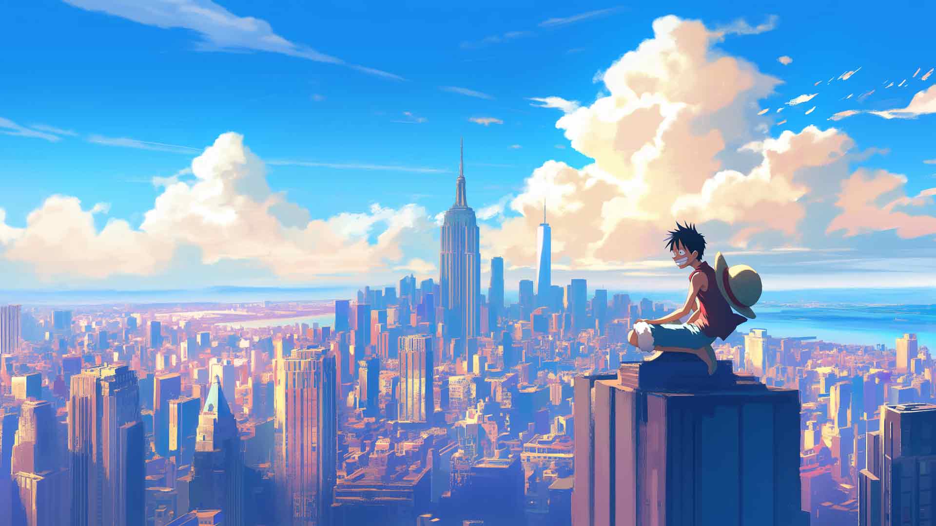 路飞俯瞰纽约桌面壁纸