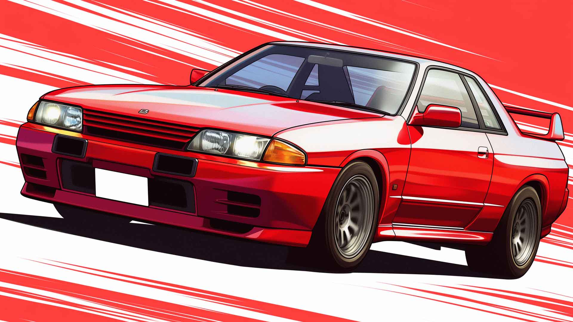 红色日产SKYLINE R32桌面壁纸