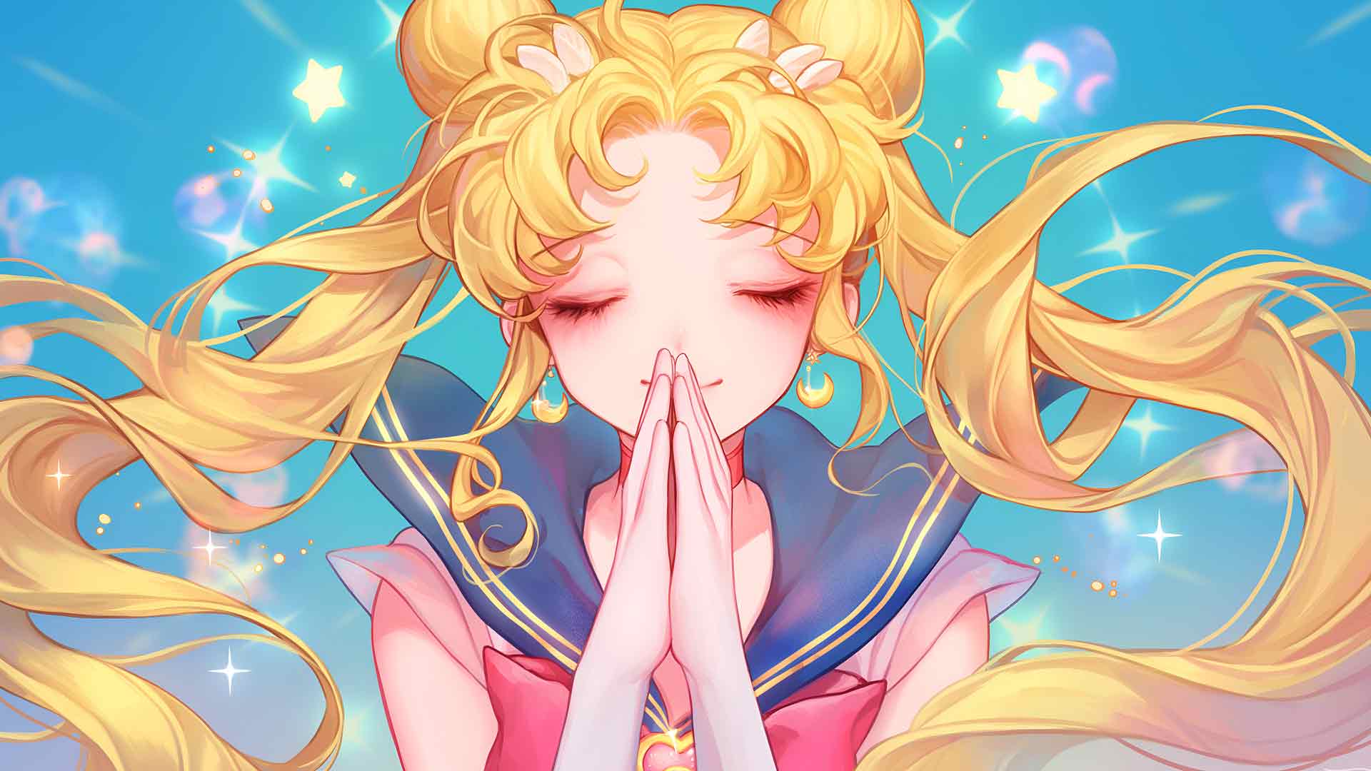 美少女战士月野兔发光魔法桌面壁纸 极简壁纸 