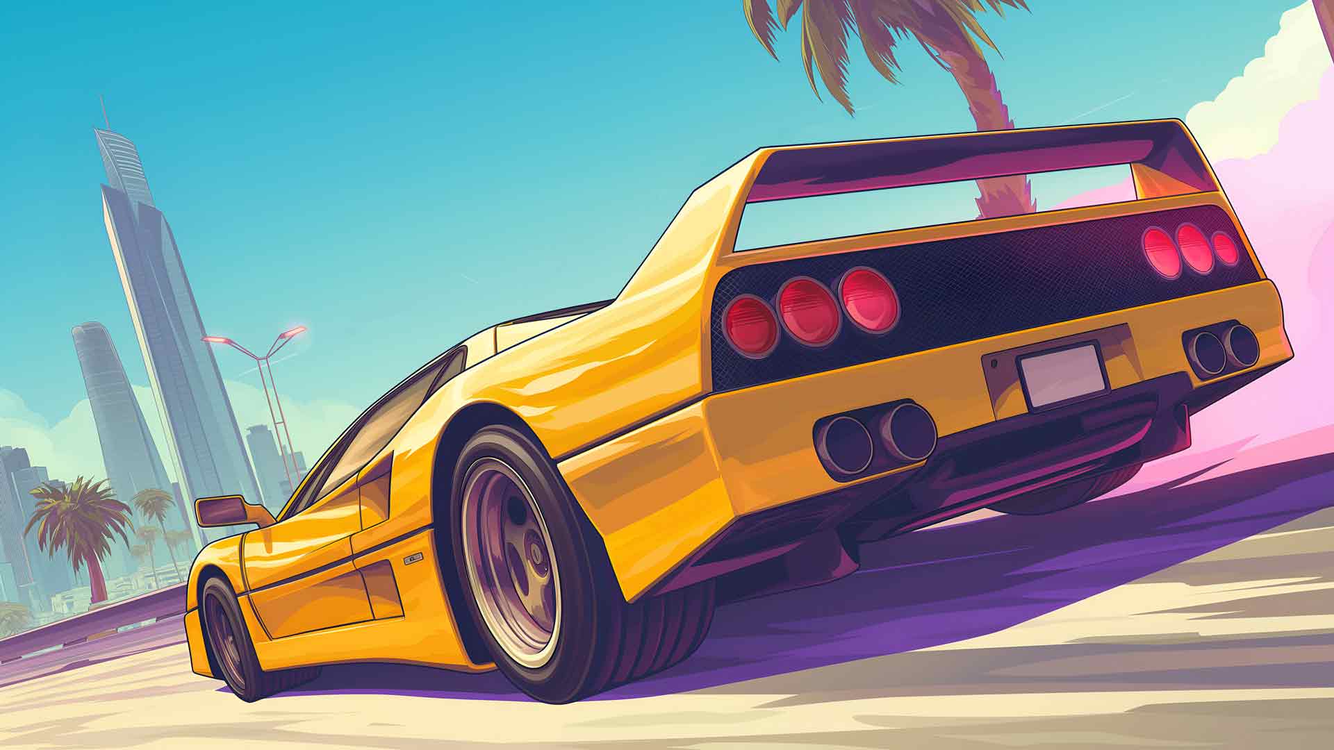 黄色跑车GTA Vibes桌面壁纸