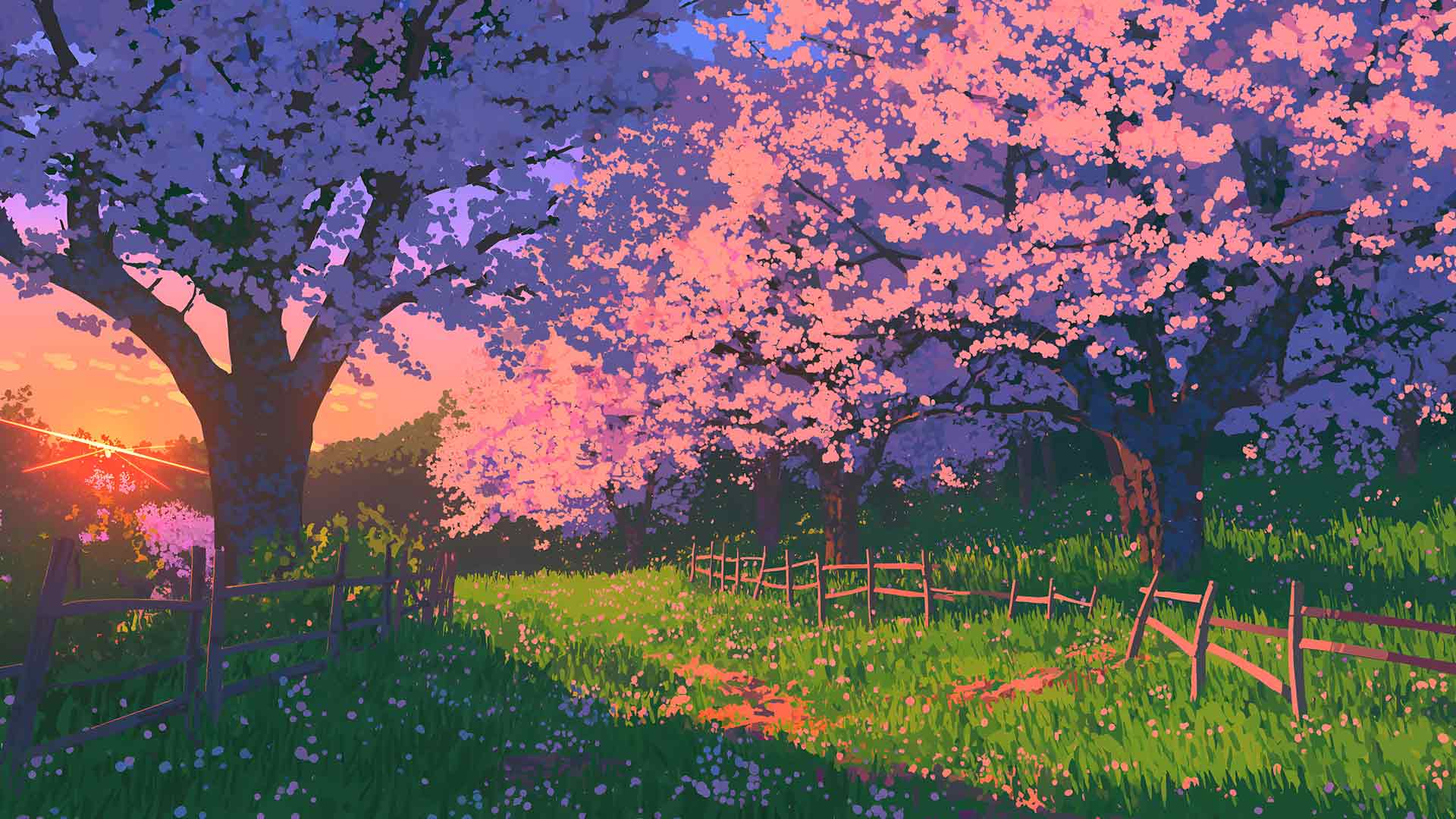 动漫风格春日樱花桌面壁纸