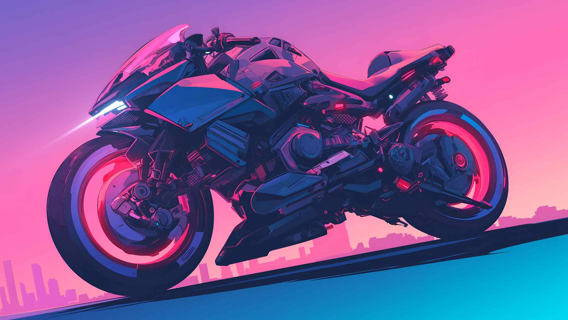 赛博朋克 Moto Tron 风格桌面壁纸