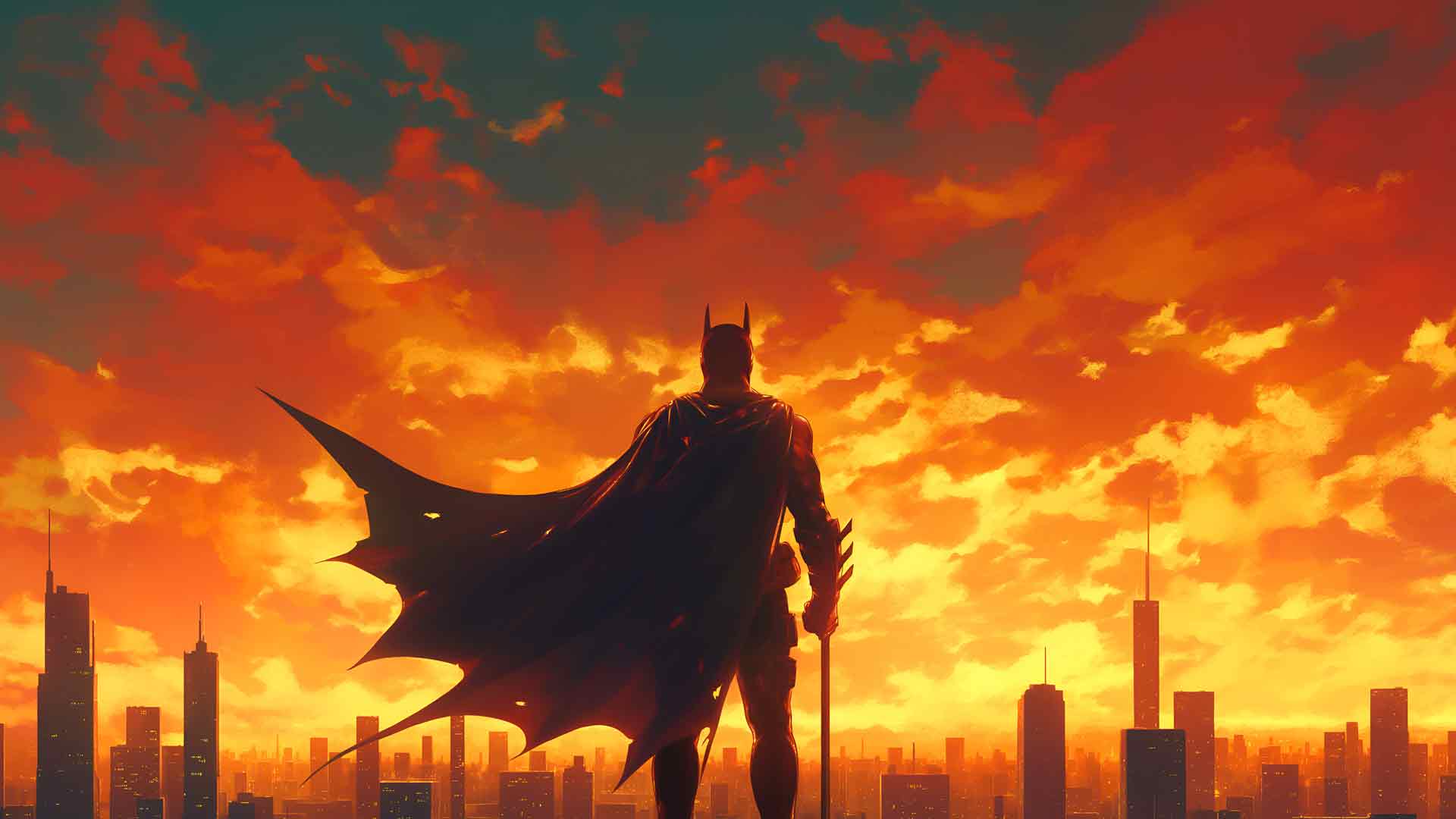 DC漫画蝙蝠侠哥谭日落守夜桌面壁纸