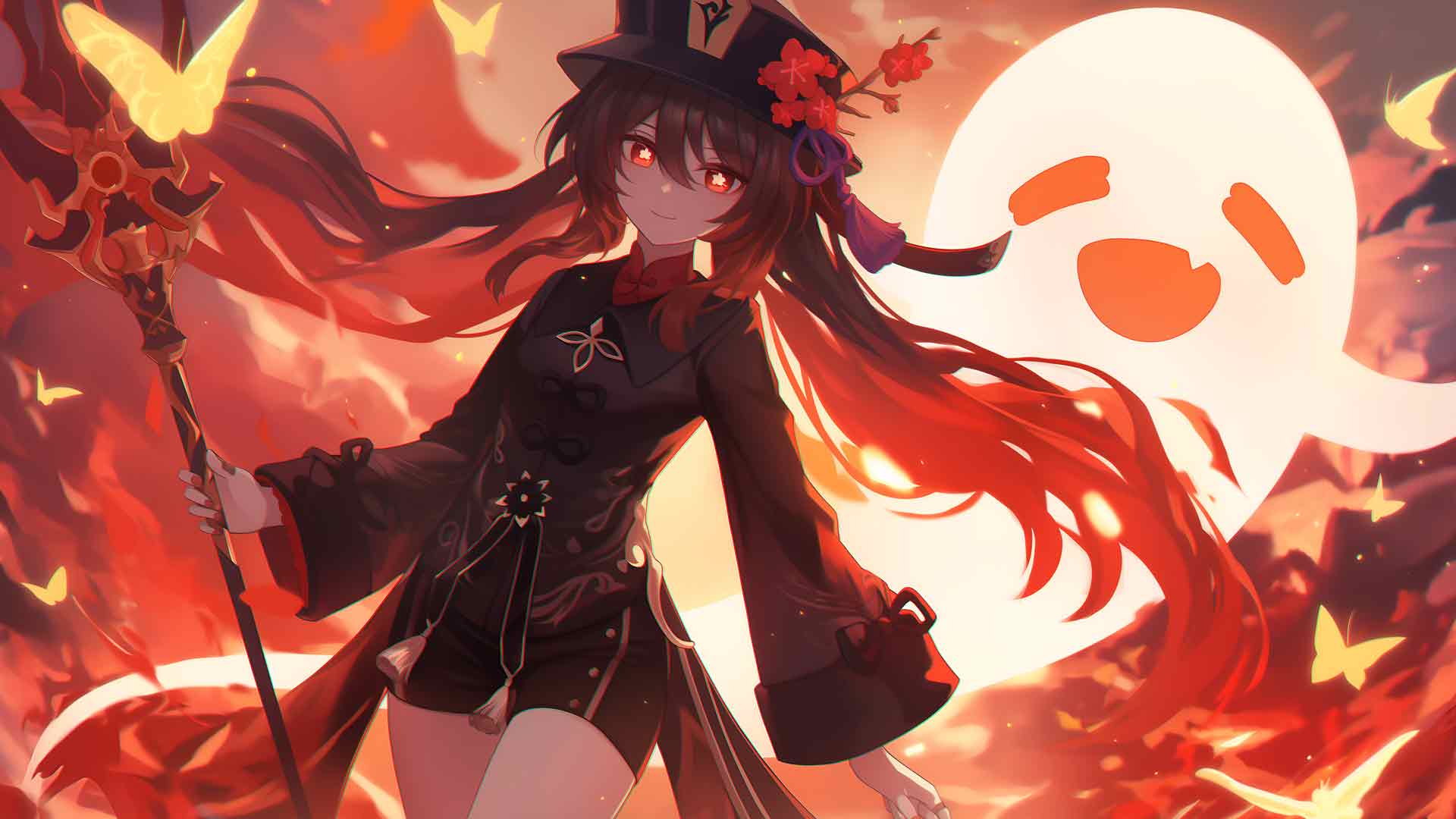 原神胡桃蝶舞桌面壁纸