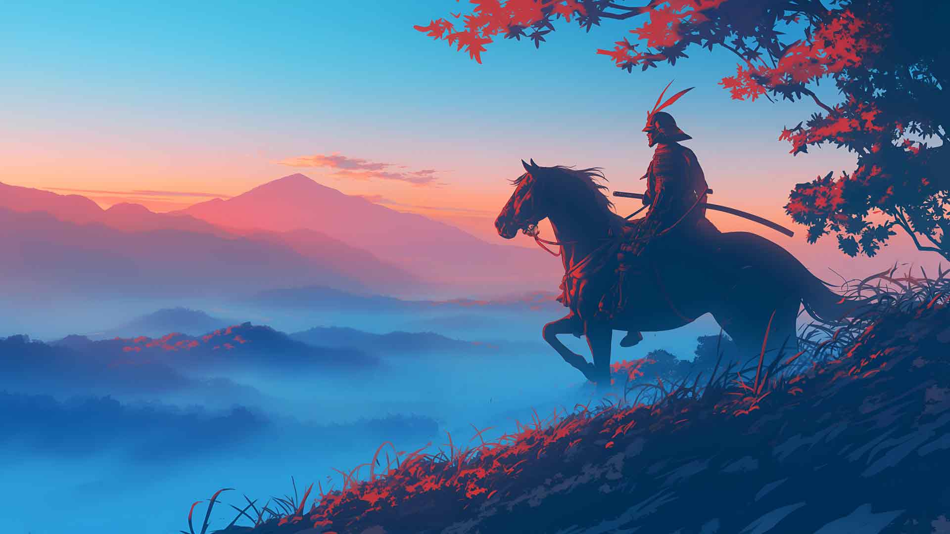 对马岛之魂骑士雾旅行桌面壁纸