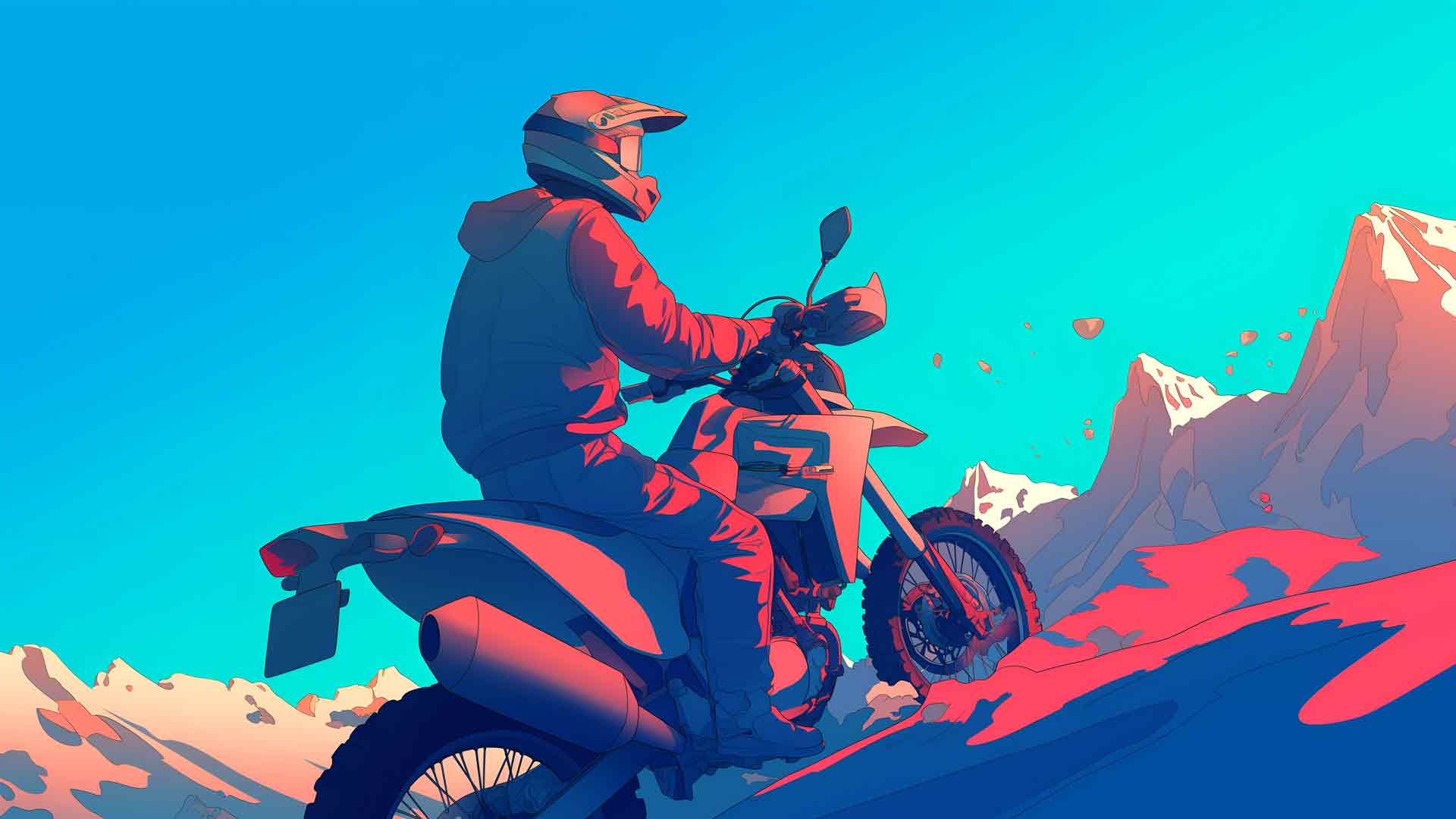 山地自行车山峰桌面壁纸