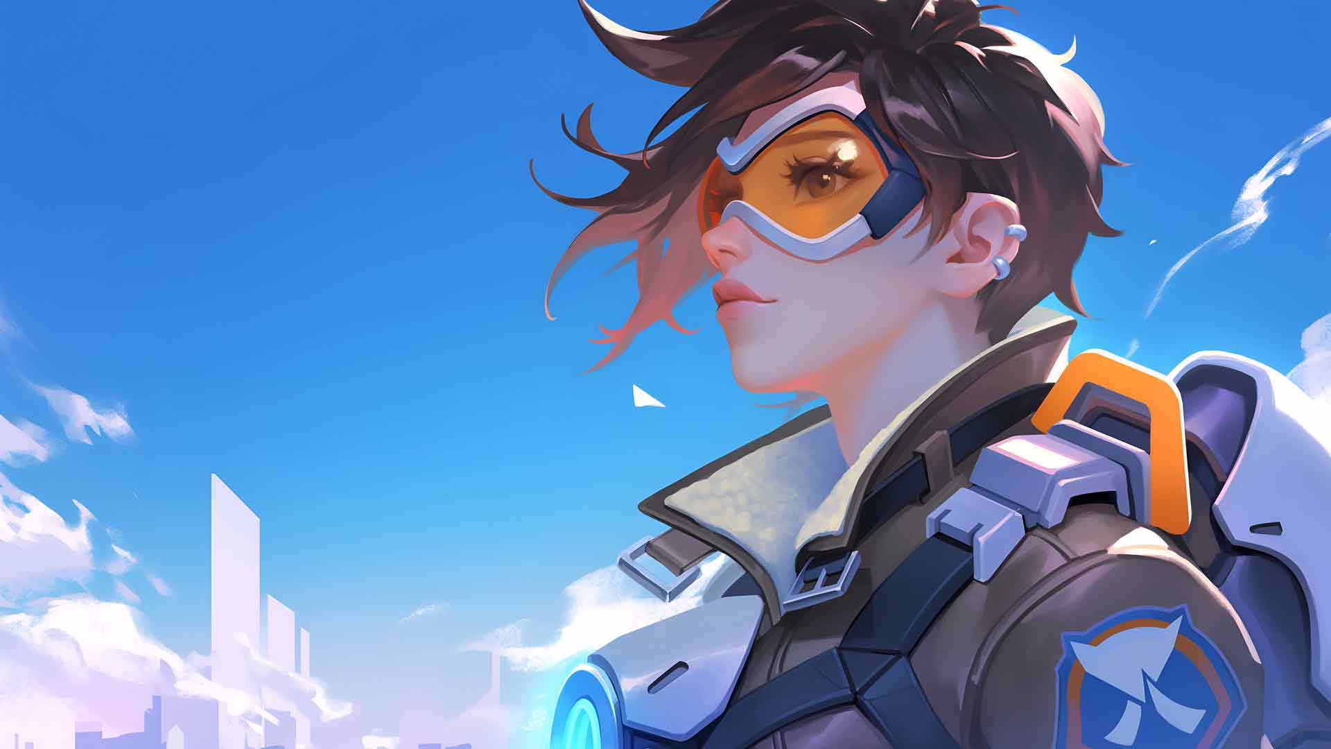 守望先锋 Tracer 未来天际线桌面壁纸