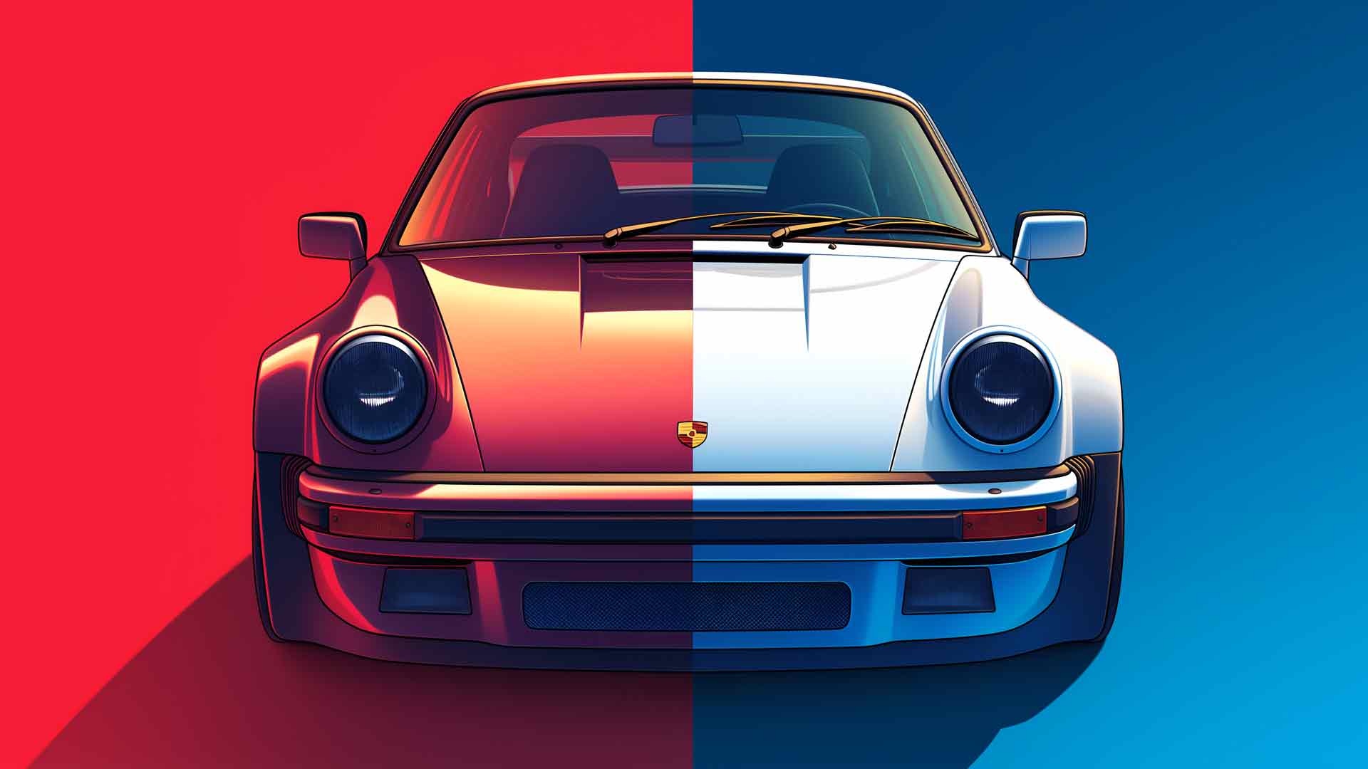保时捷 911 经典红蓝色桌面壁纸