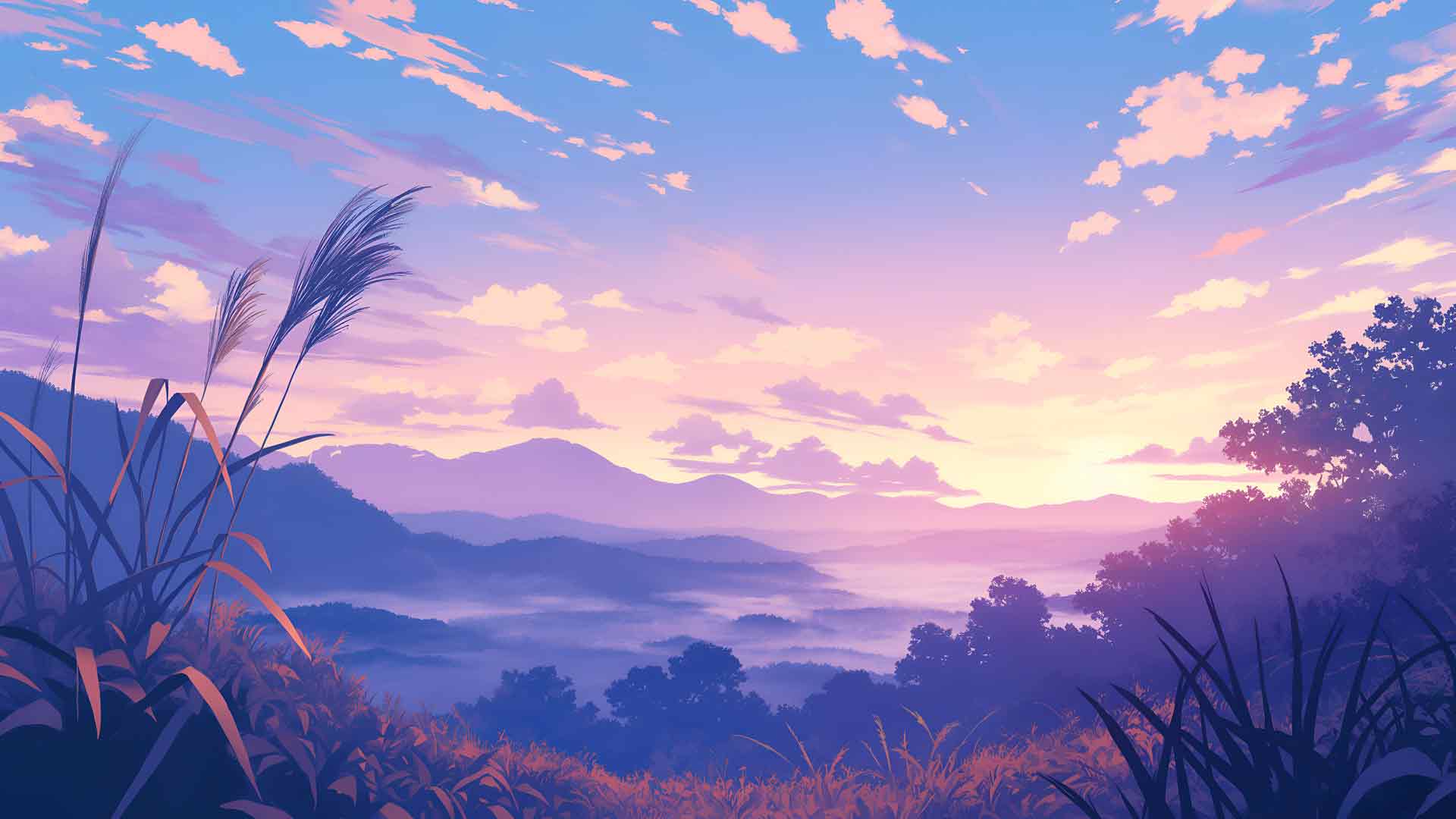 宁静的日落山景4K桌面壁纸