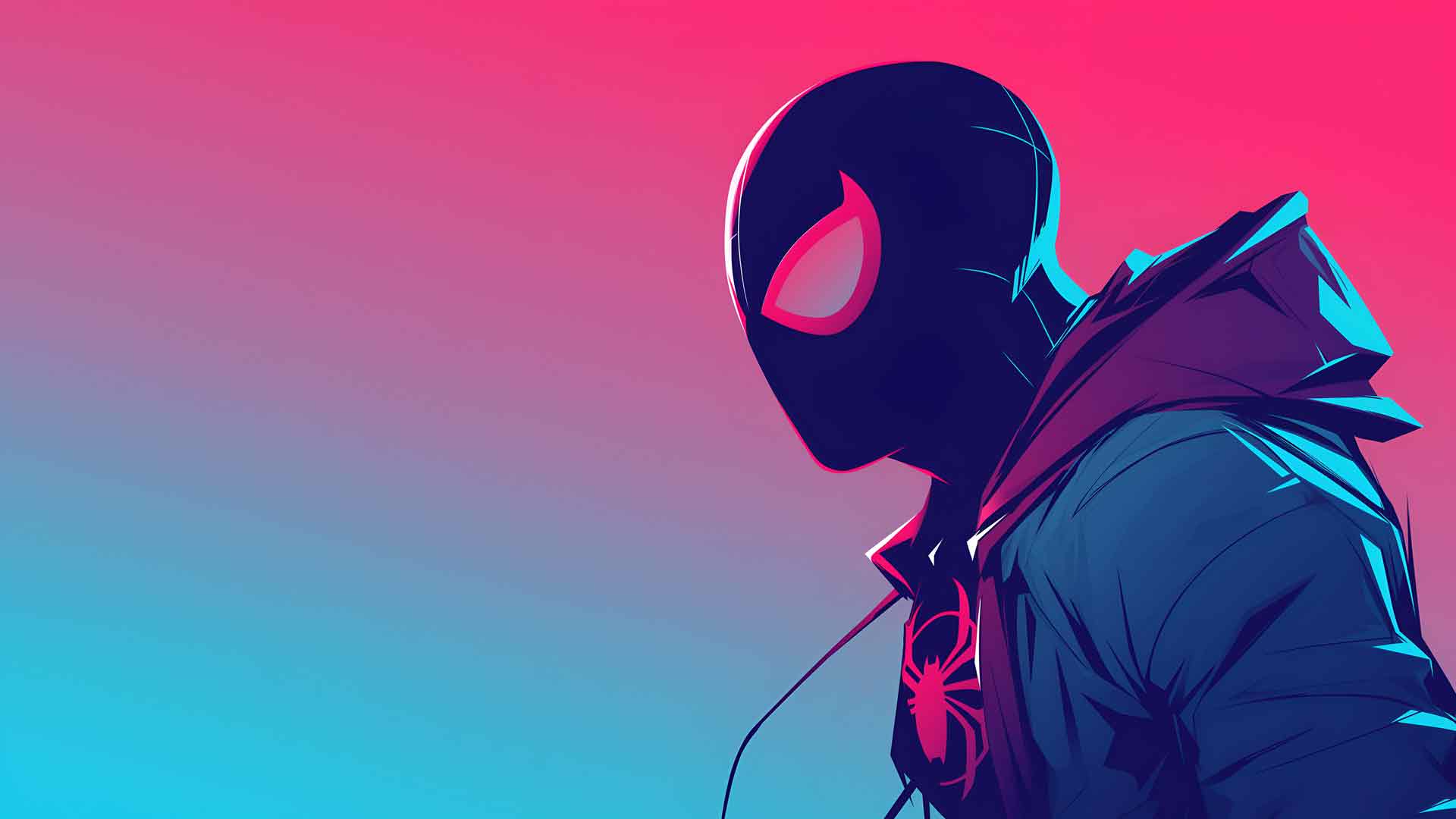 蜘蛛侠渐变霓虹桌面壁纸