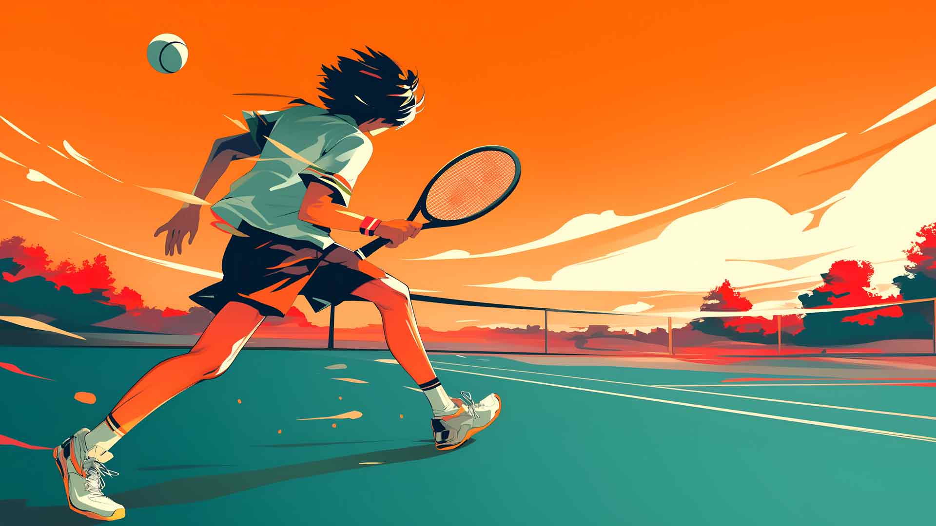 网球场日落桌面壁纸