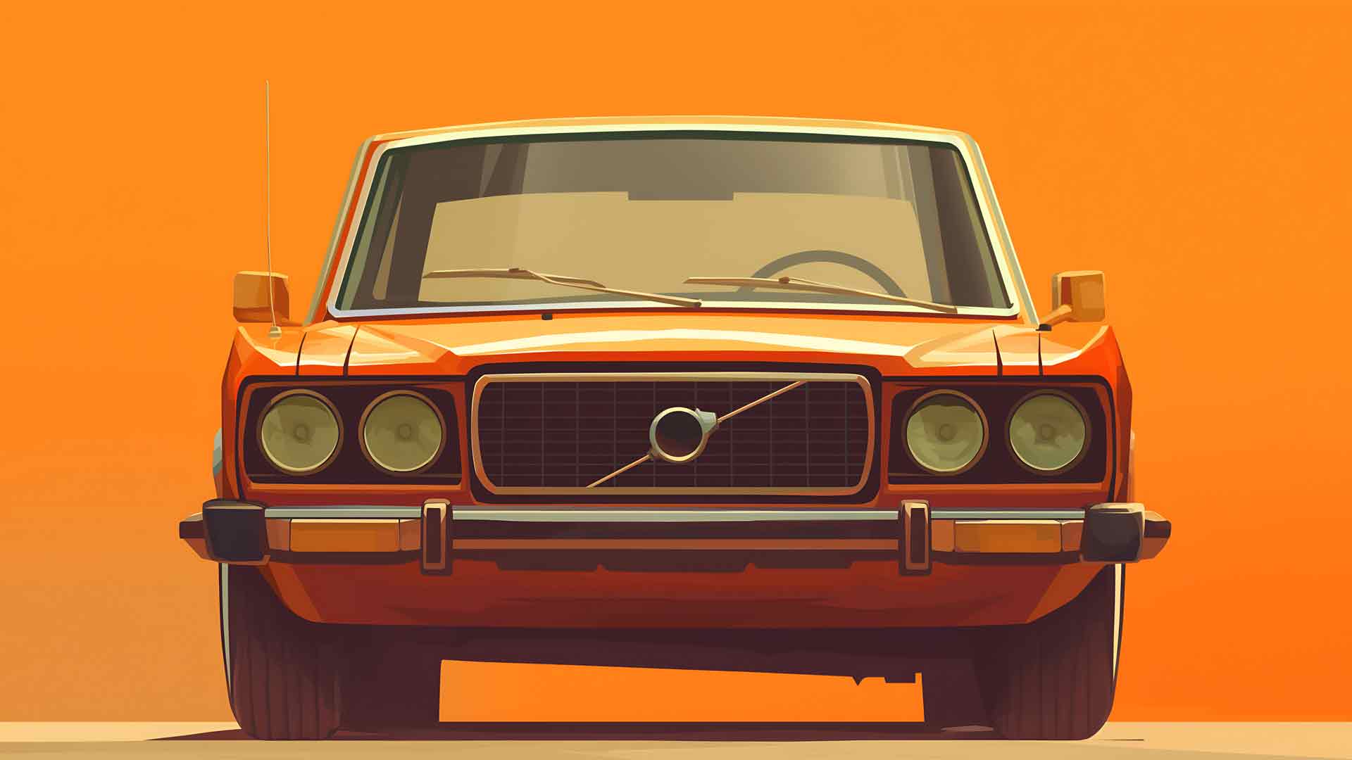 沃尔沃经典橙色复古桌面壁纸
