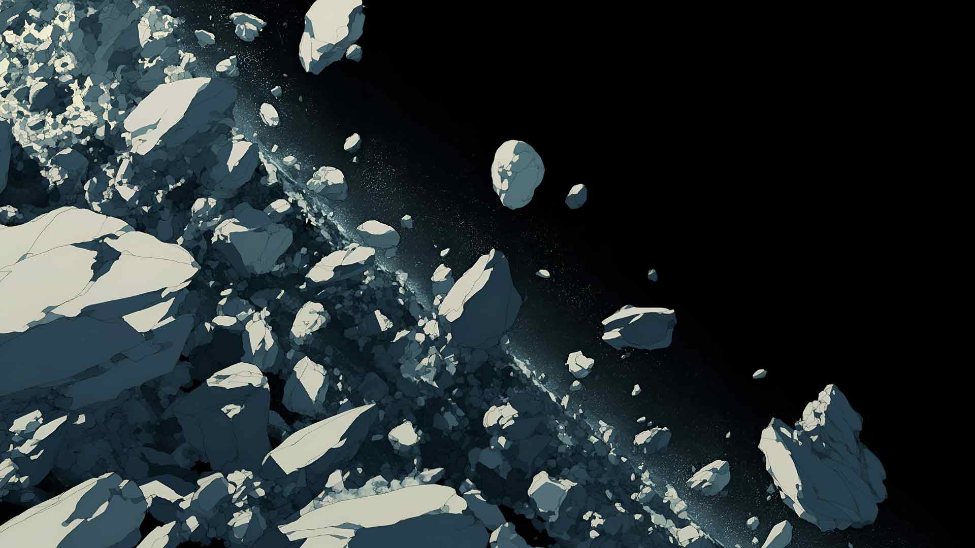 白色小行星在环形轨道上漂移桌面壁纸