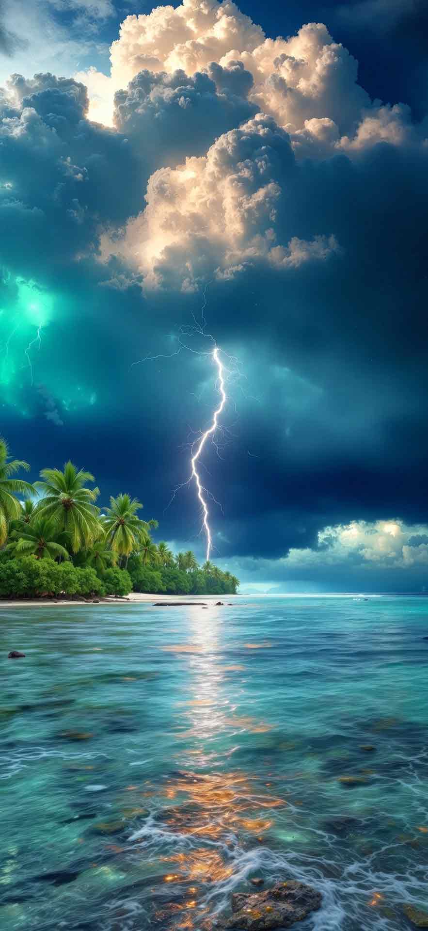 iPhone 海洋闪电风暴壁纸