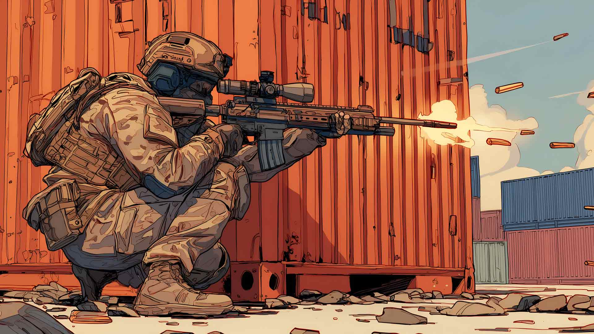 一名手持长射程步枪的士兵桌面壁纸